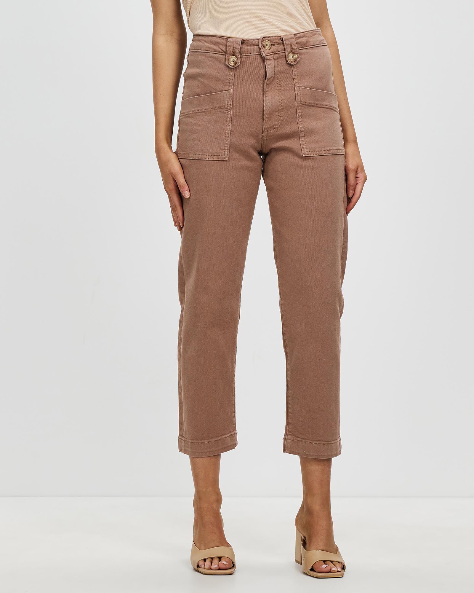 Stella Stretch High Waisted Taupe Trouser
