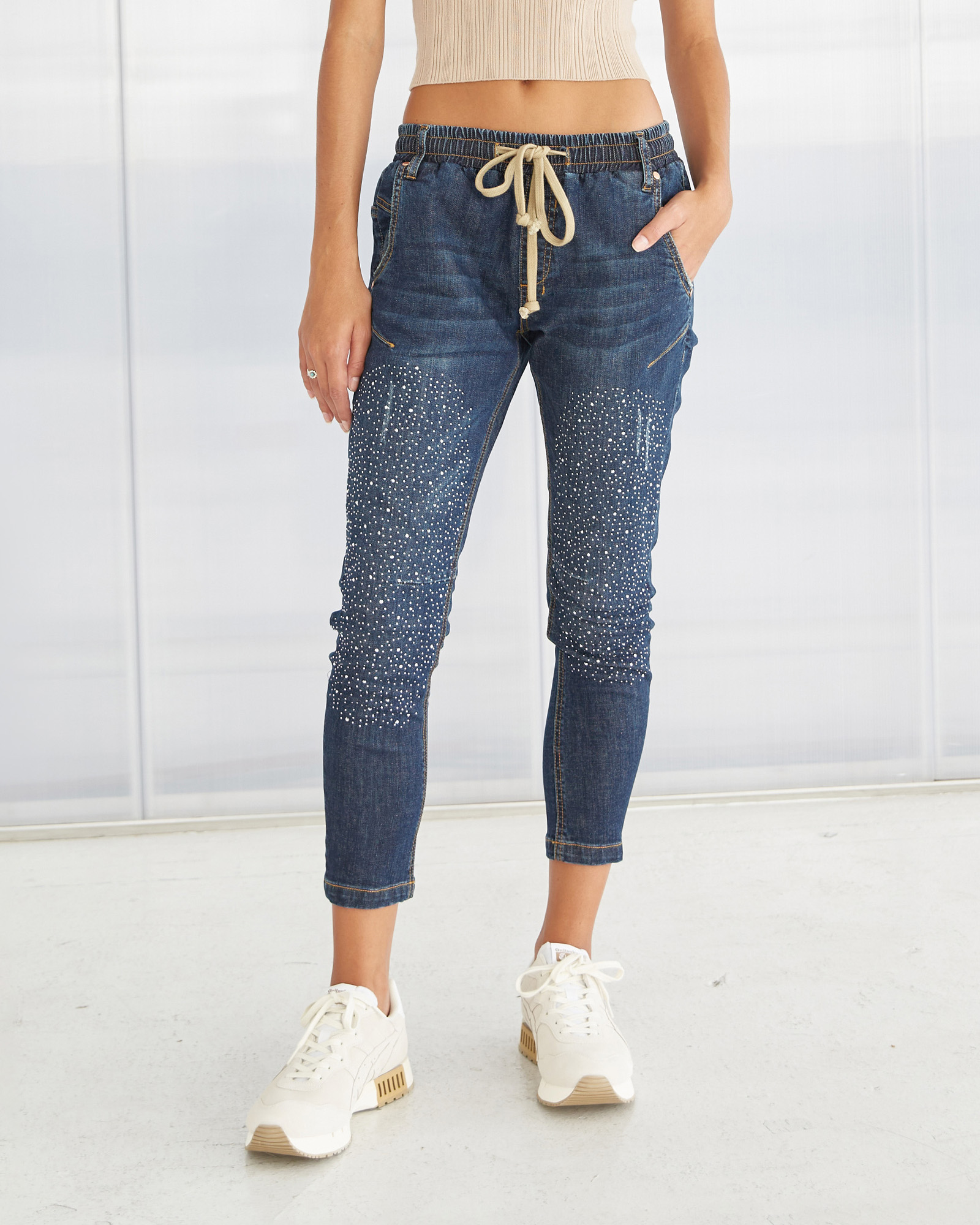 Active Crystal Embellished Jeans