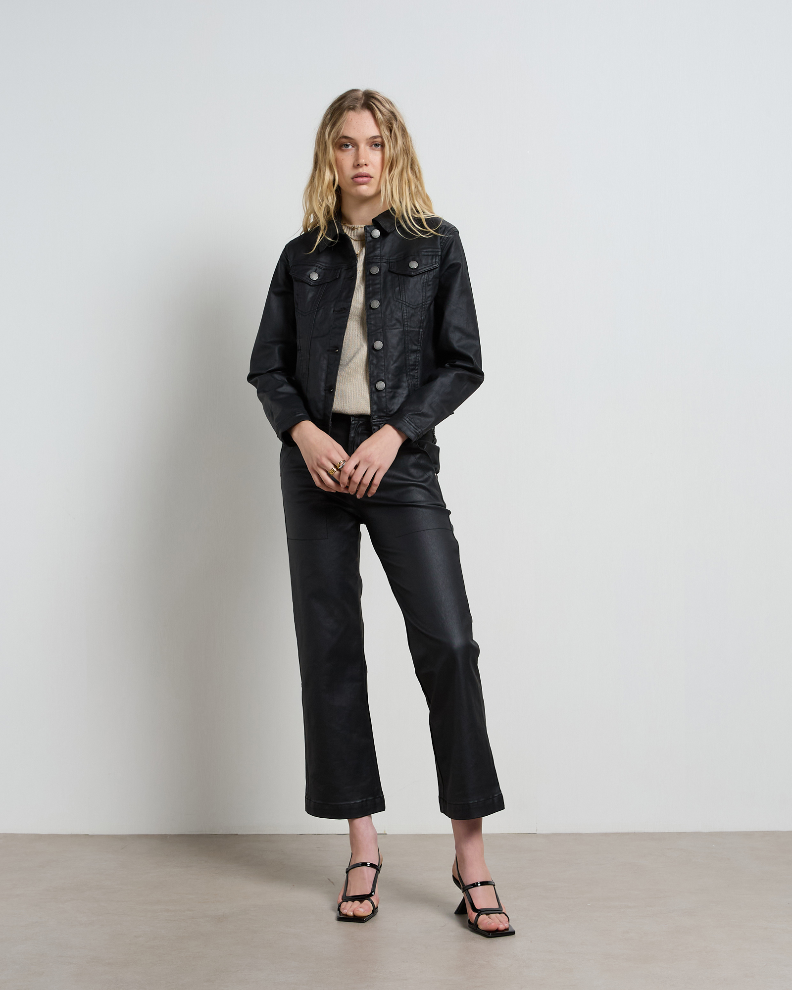 Dita Coated Denim Black Jacket
