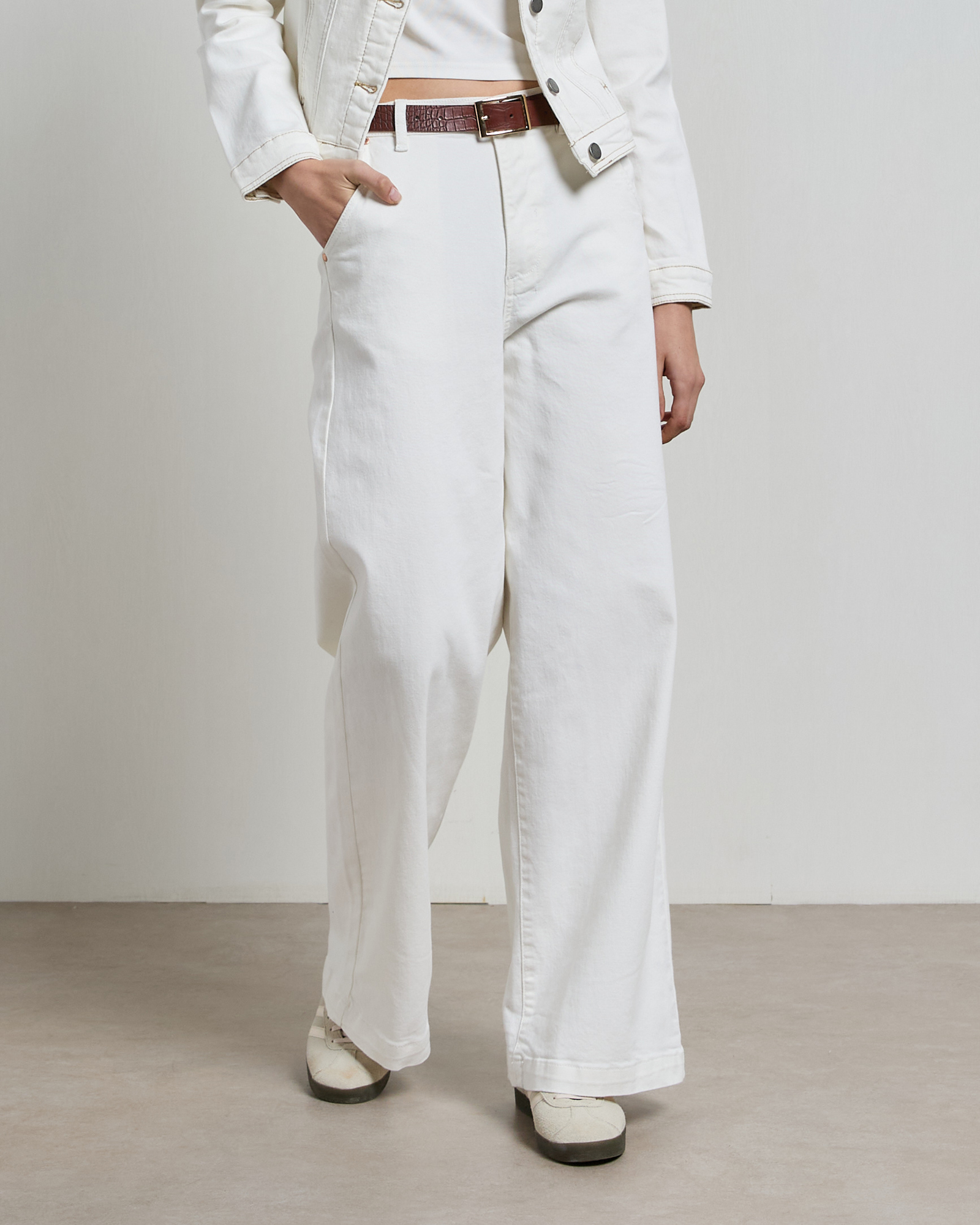 Mila Ivory Mid Rise Palazzo Jeans