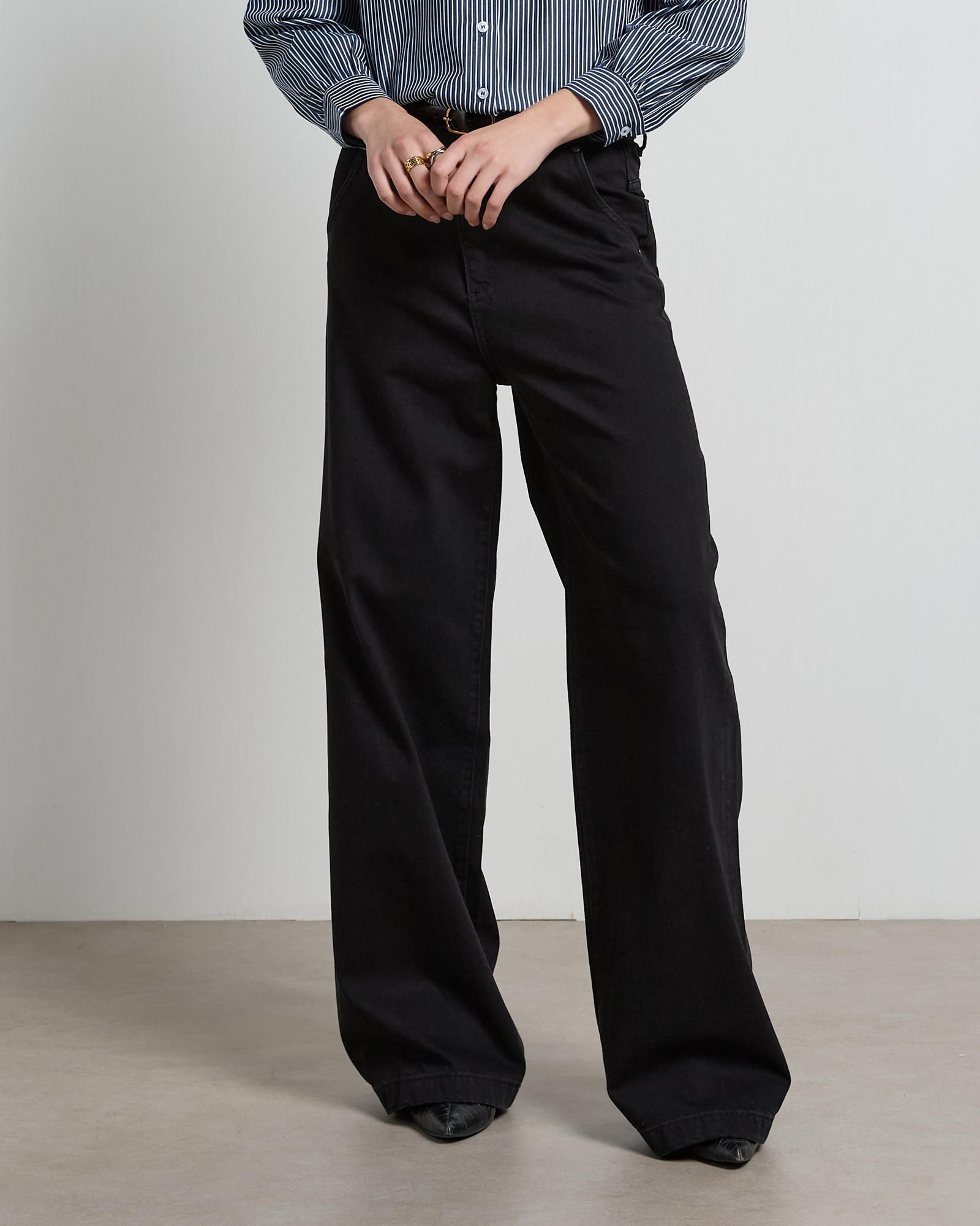 Mila Black Mid Rise Palazzo Jeans