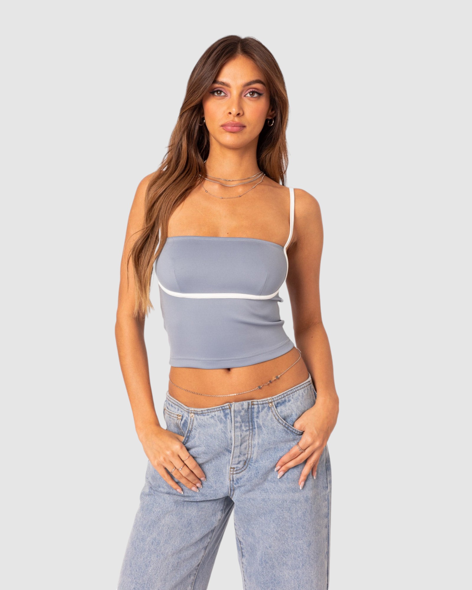 Yang Contrast Strap Tank Top