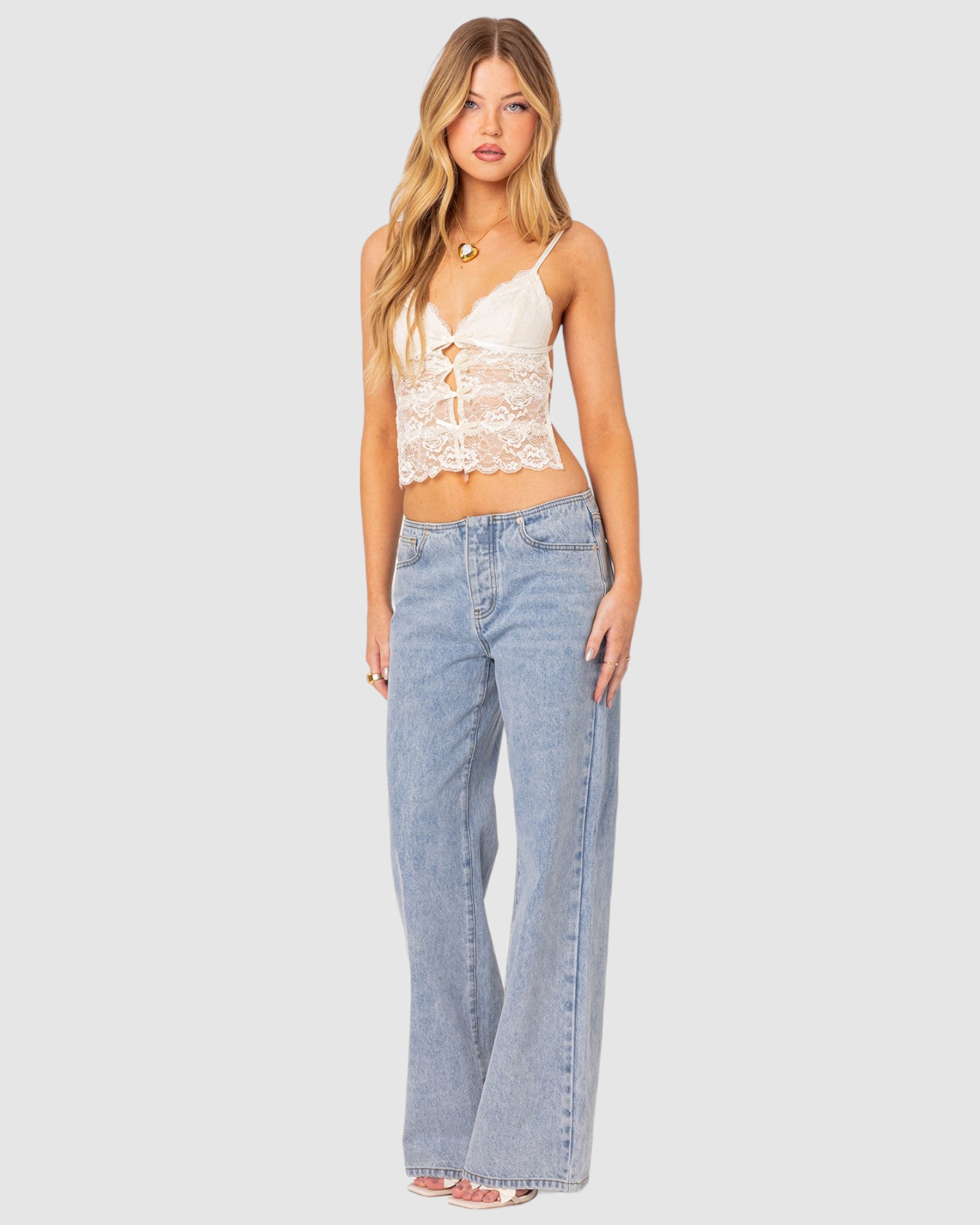 Cara Sheer Lace Open Back Top