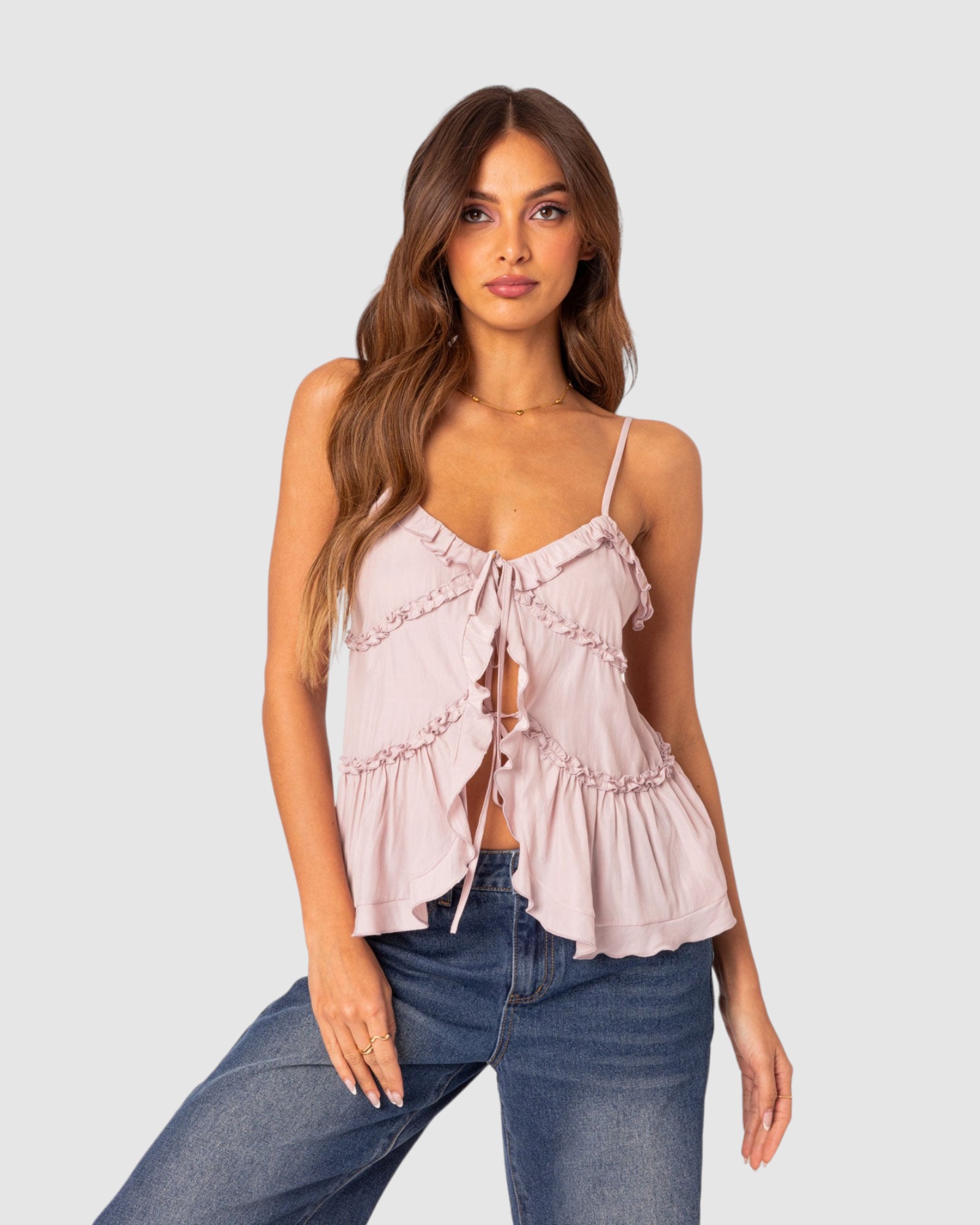 Juniper Tie Front Ruffled Top