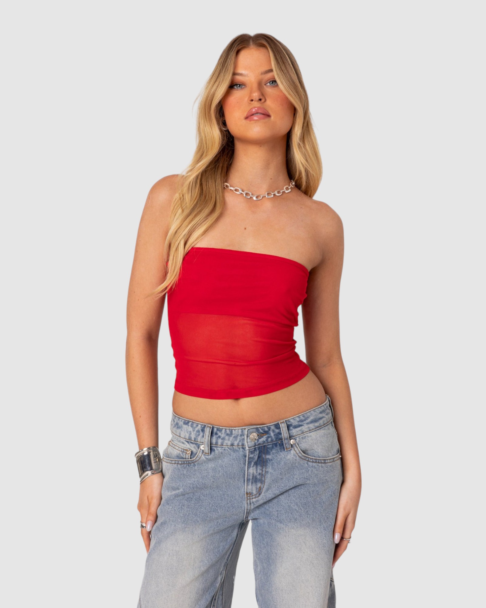 Celestia Sheer Mesh Tube Top