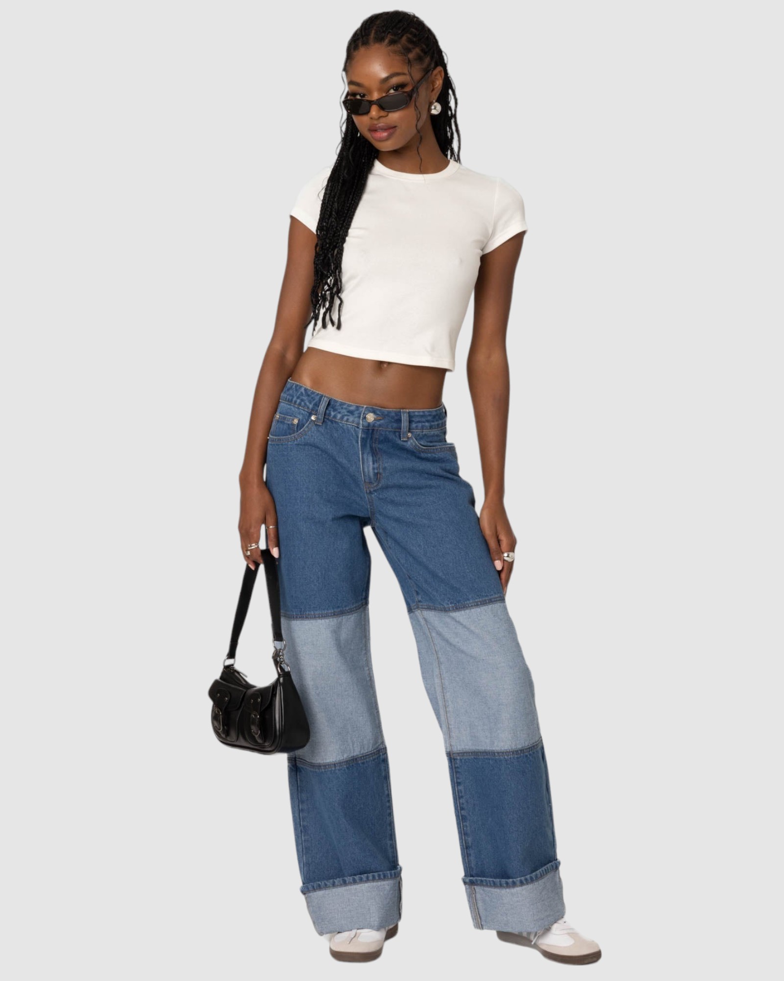 Lindsey Two Tone Cuffed Jeans