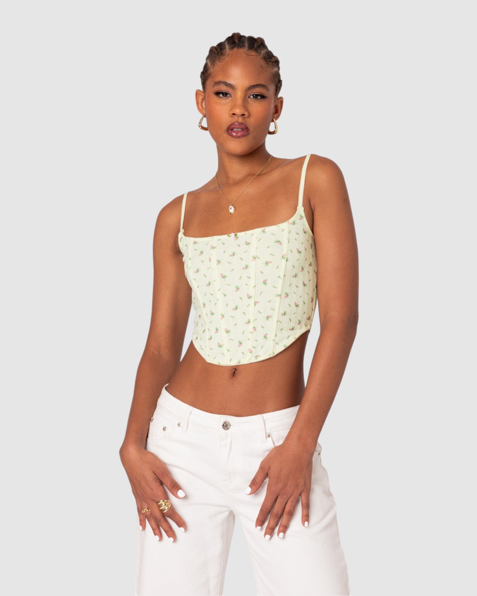 Rosey Printed Pointelle Corset