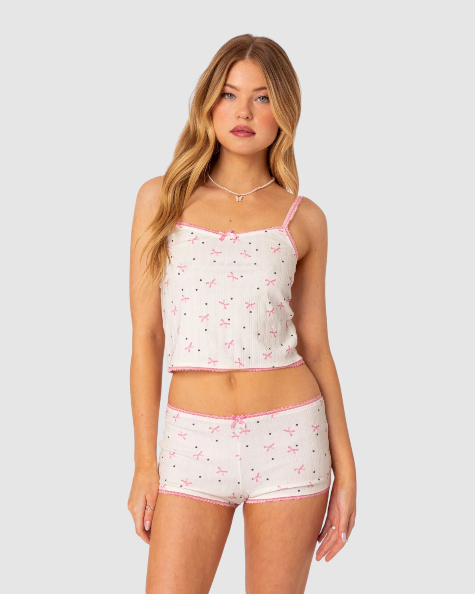 Shelly pointelle printed tank top