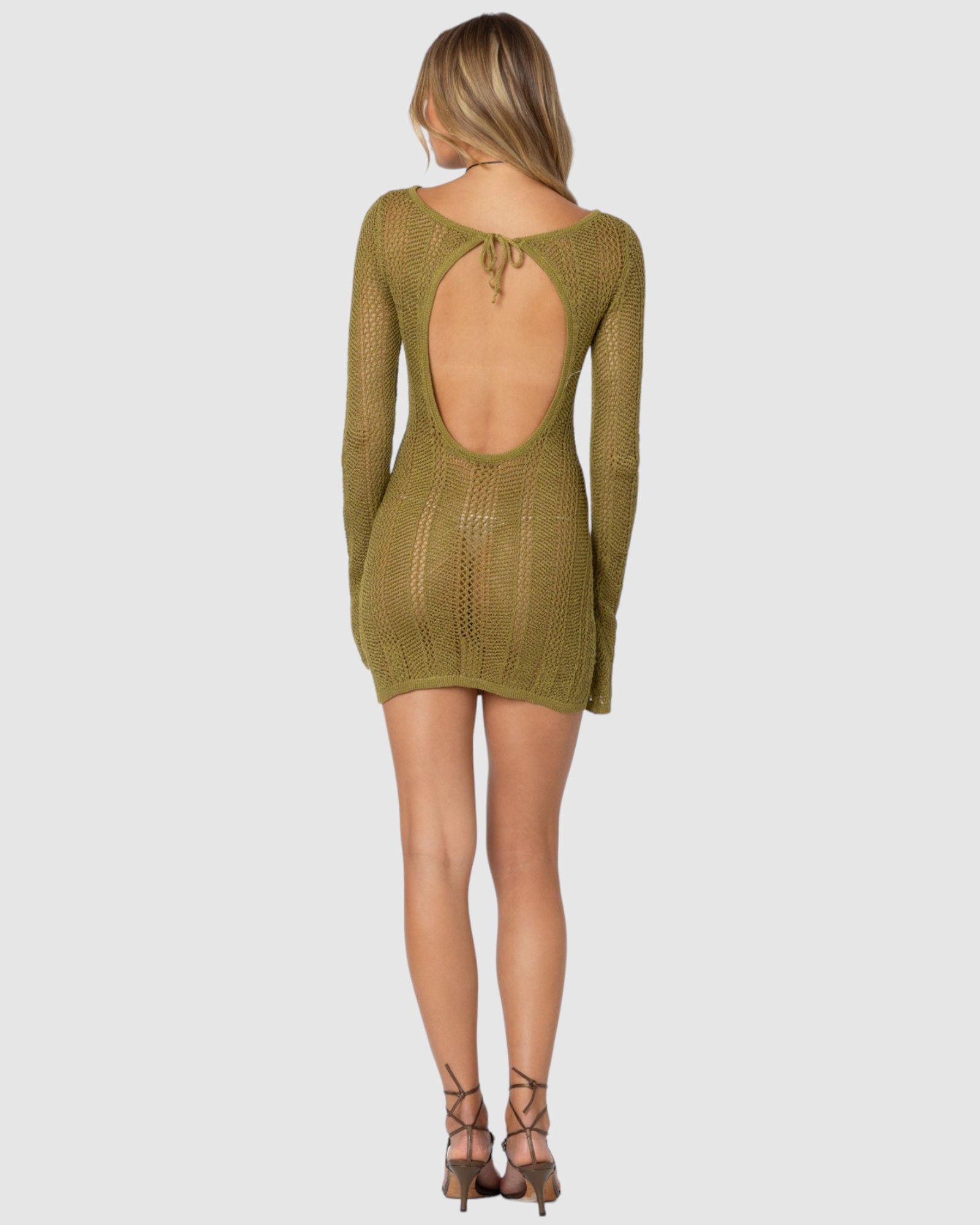 Back Cut Out Crochet Mini Dress