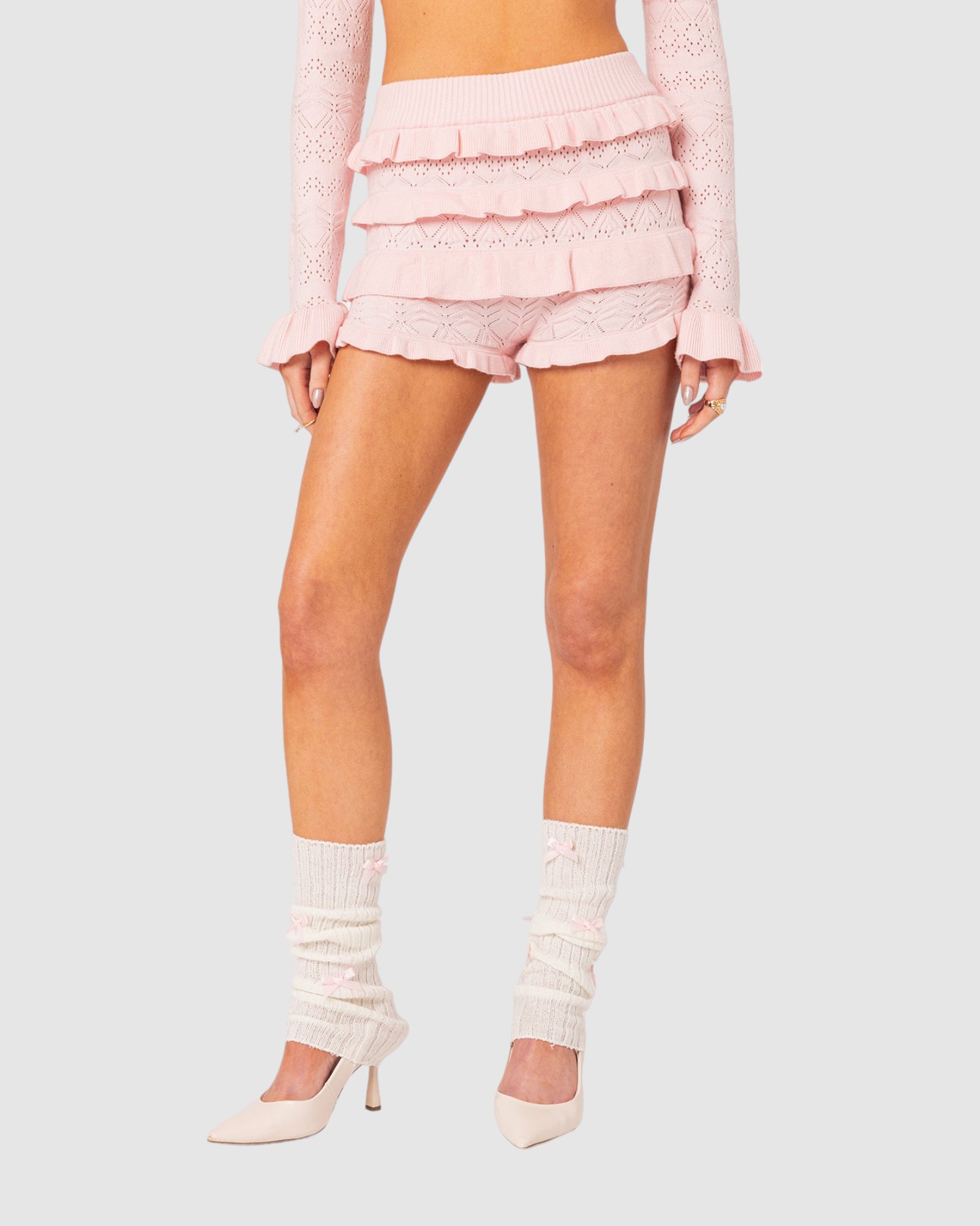 Lindsay Ruffle Knitted Shorts