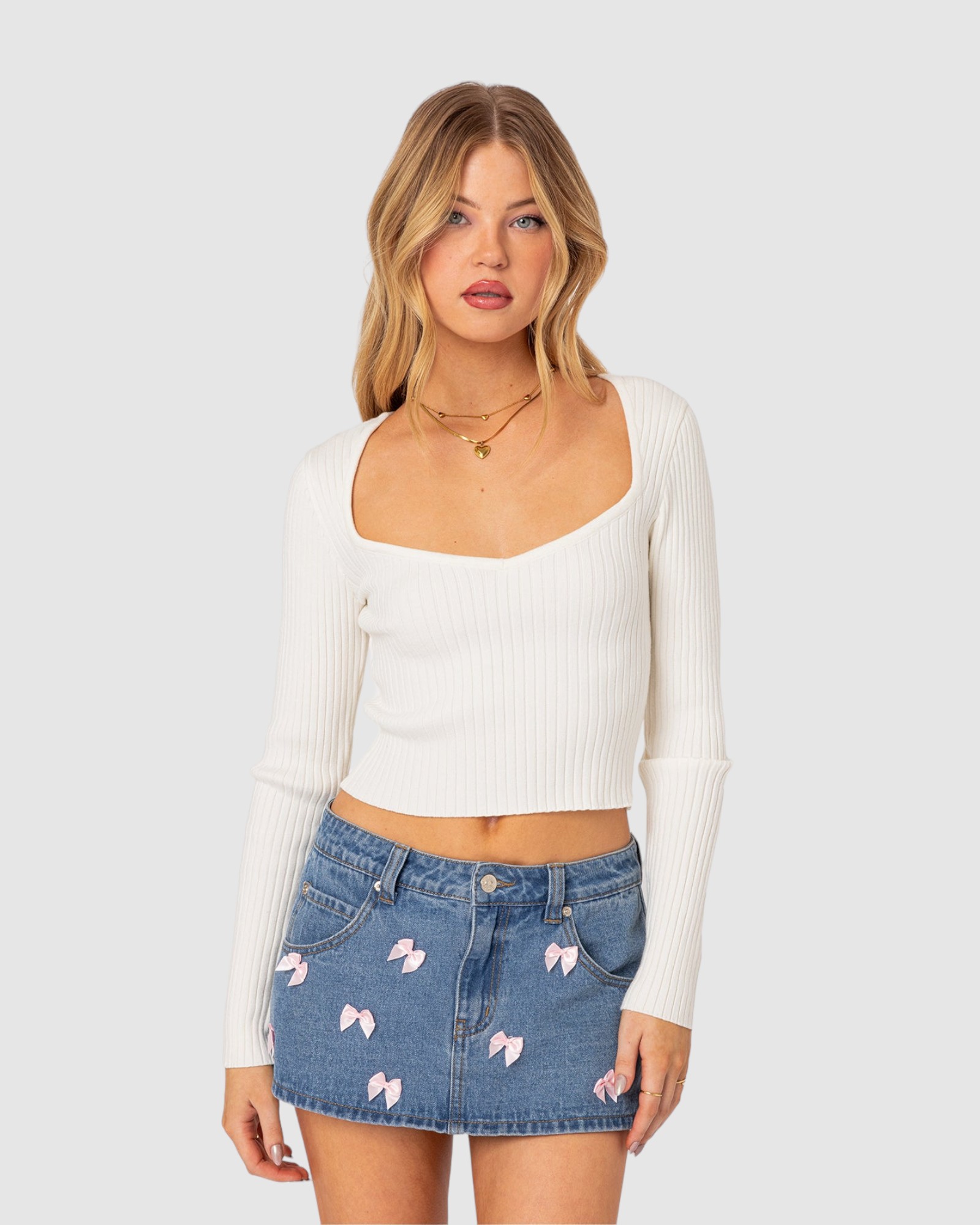 Misty Scoop Neck Ribbed Top