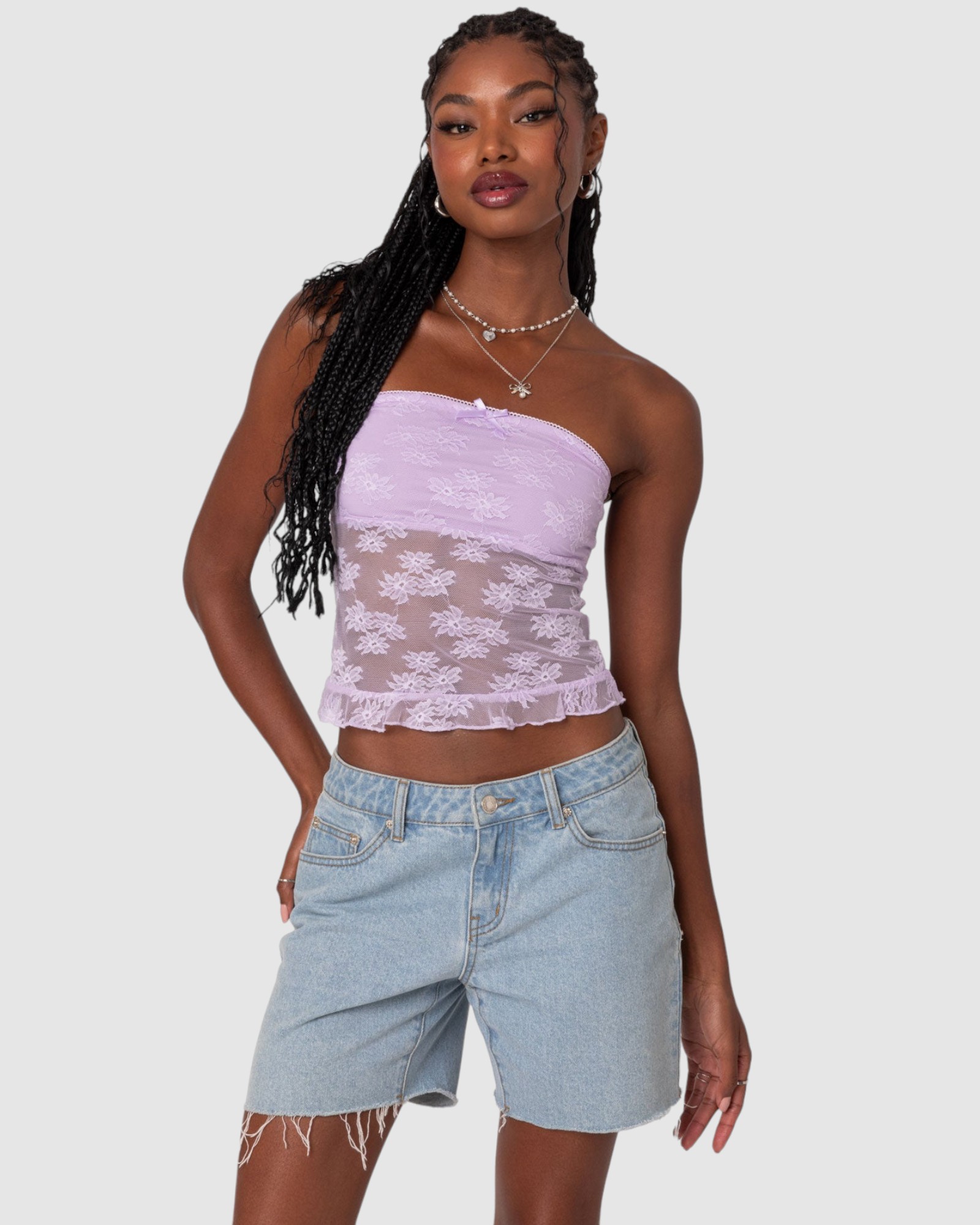 Ballet Sheer Lace Tube Top