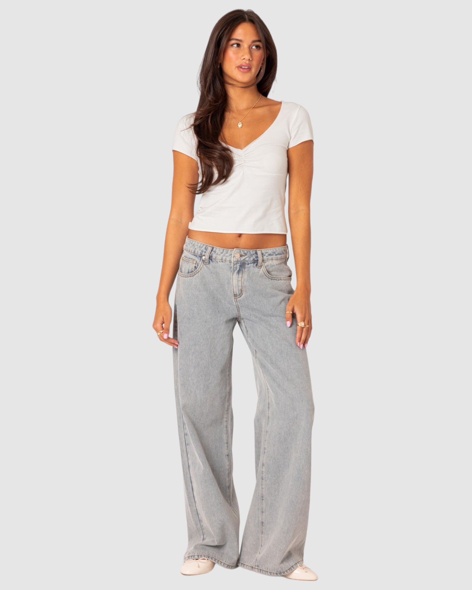 Ava V Neck Ruched Top