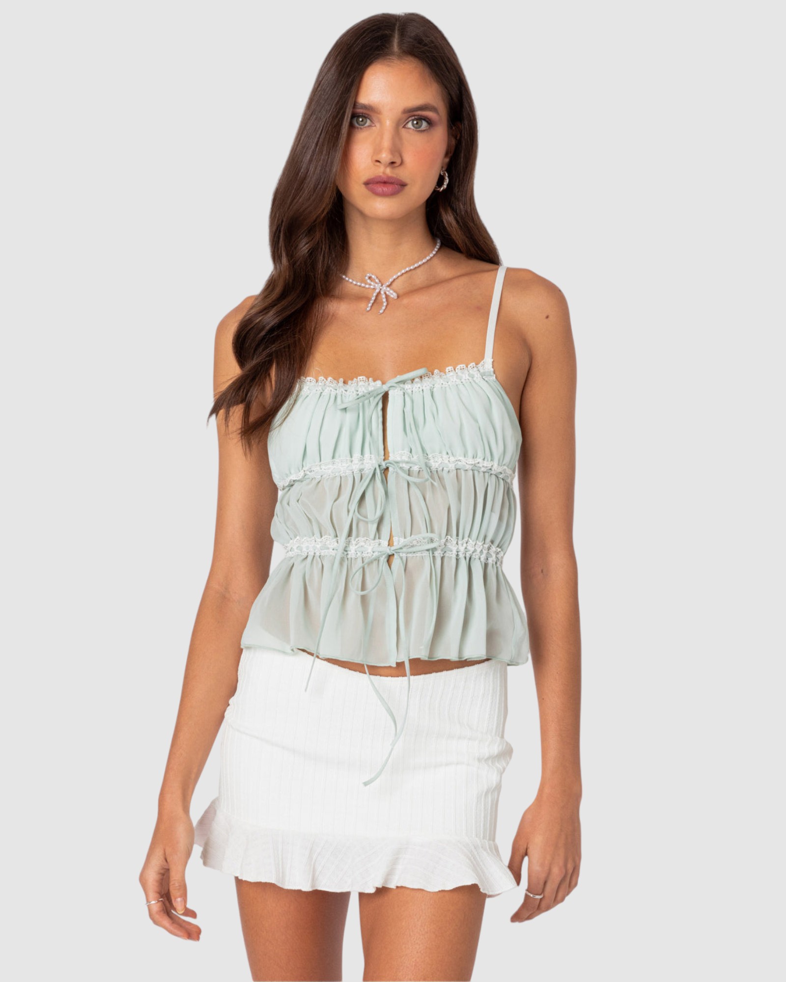Addy Tie Front Sheer Chiffon Top