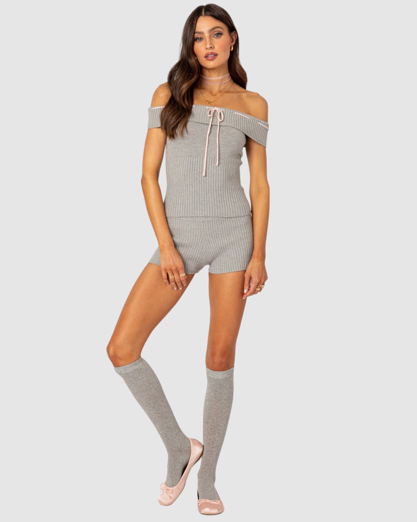 Bow Time Knit Micro Shorts