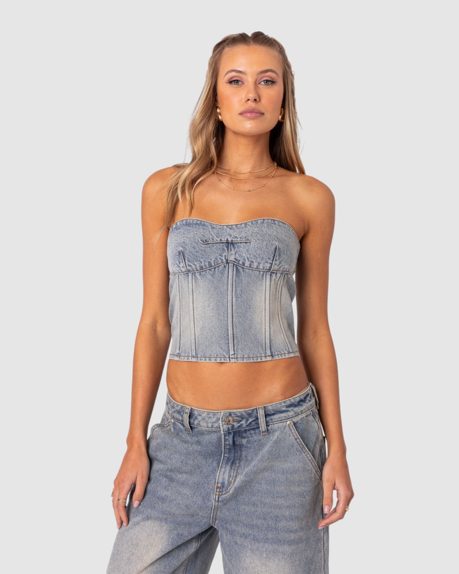 Myla Washed Denim Corset