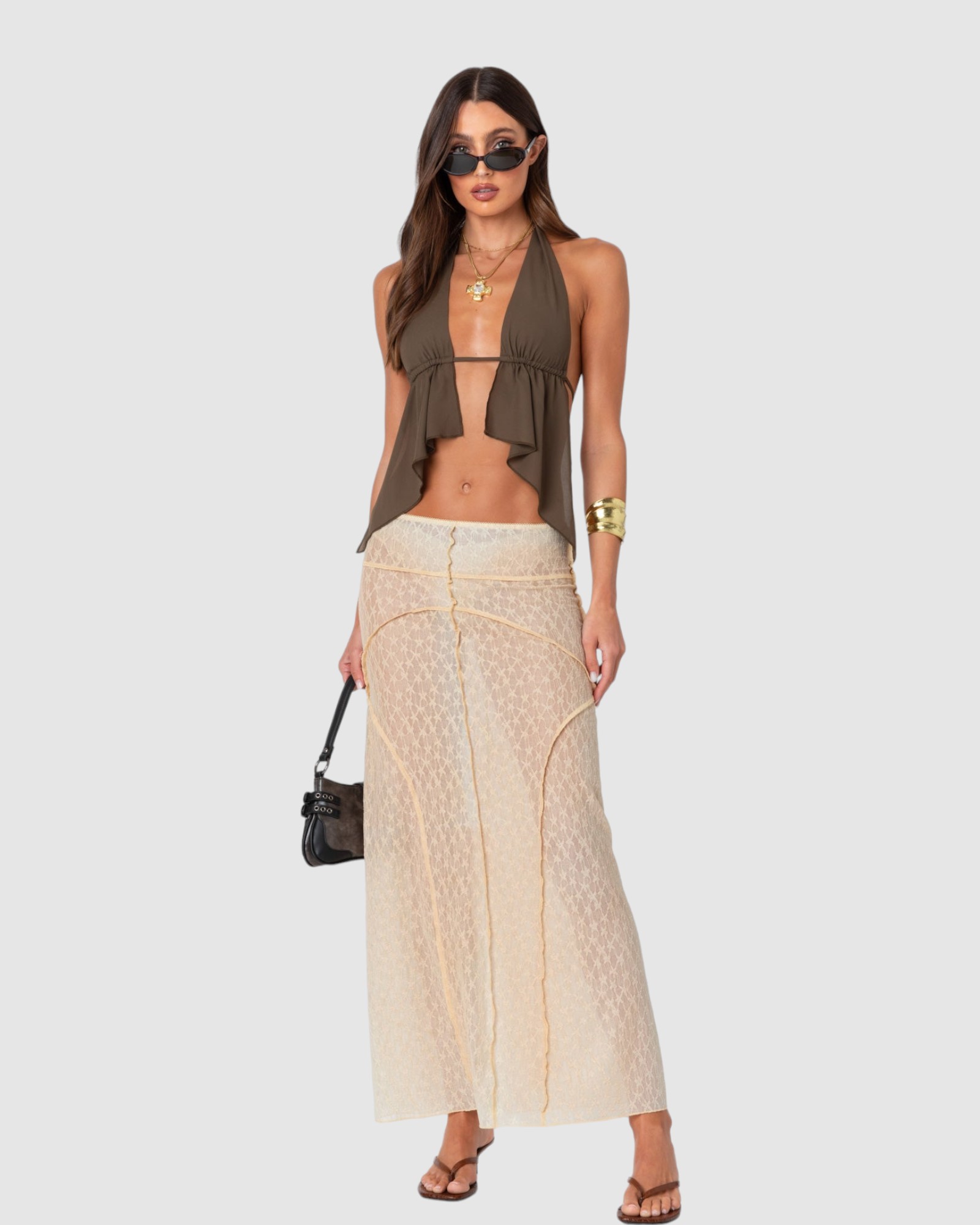 Inside Out Sheer Lace Maxi Skirt