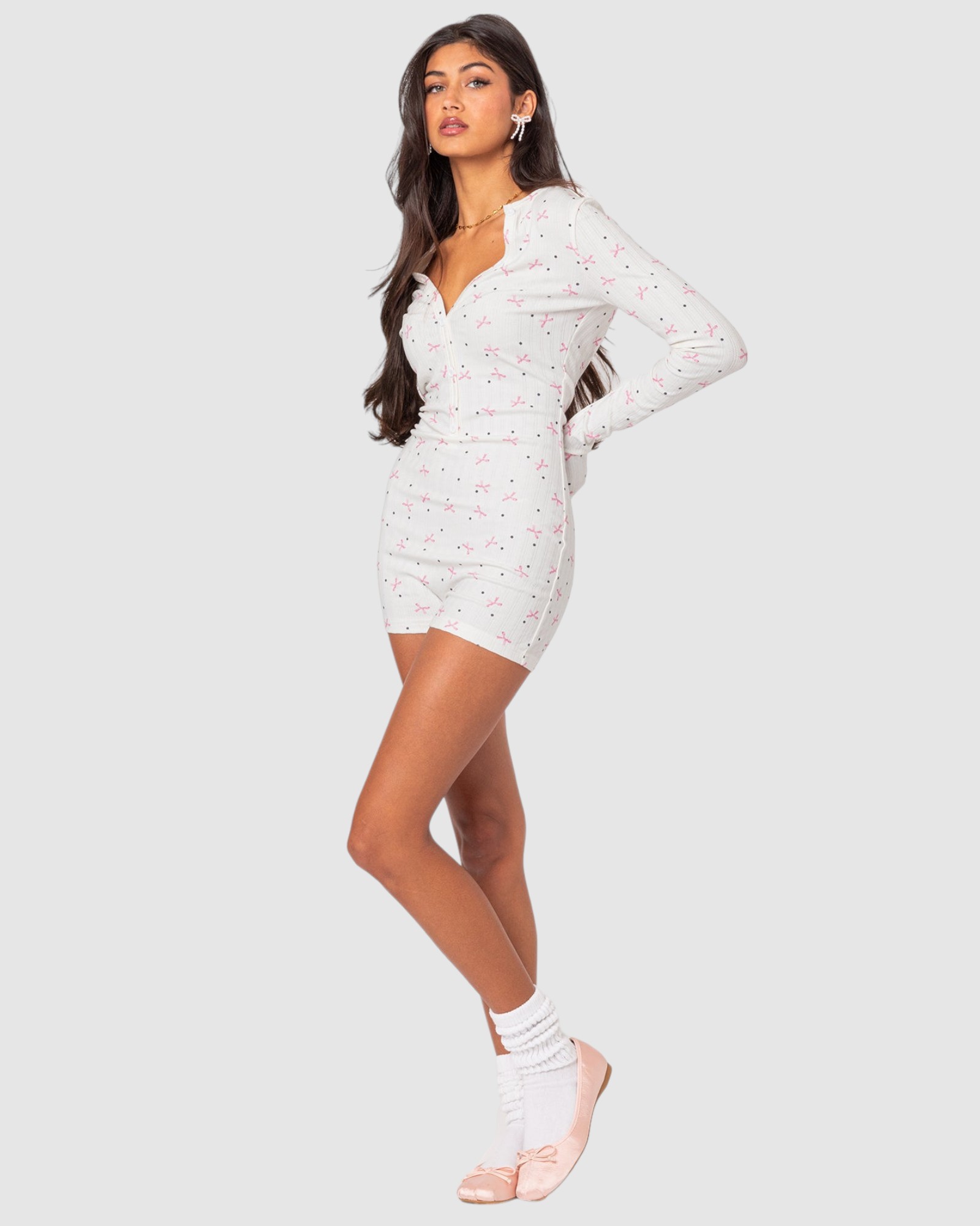 Mindy Printed Pointelle Romper