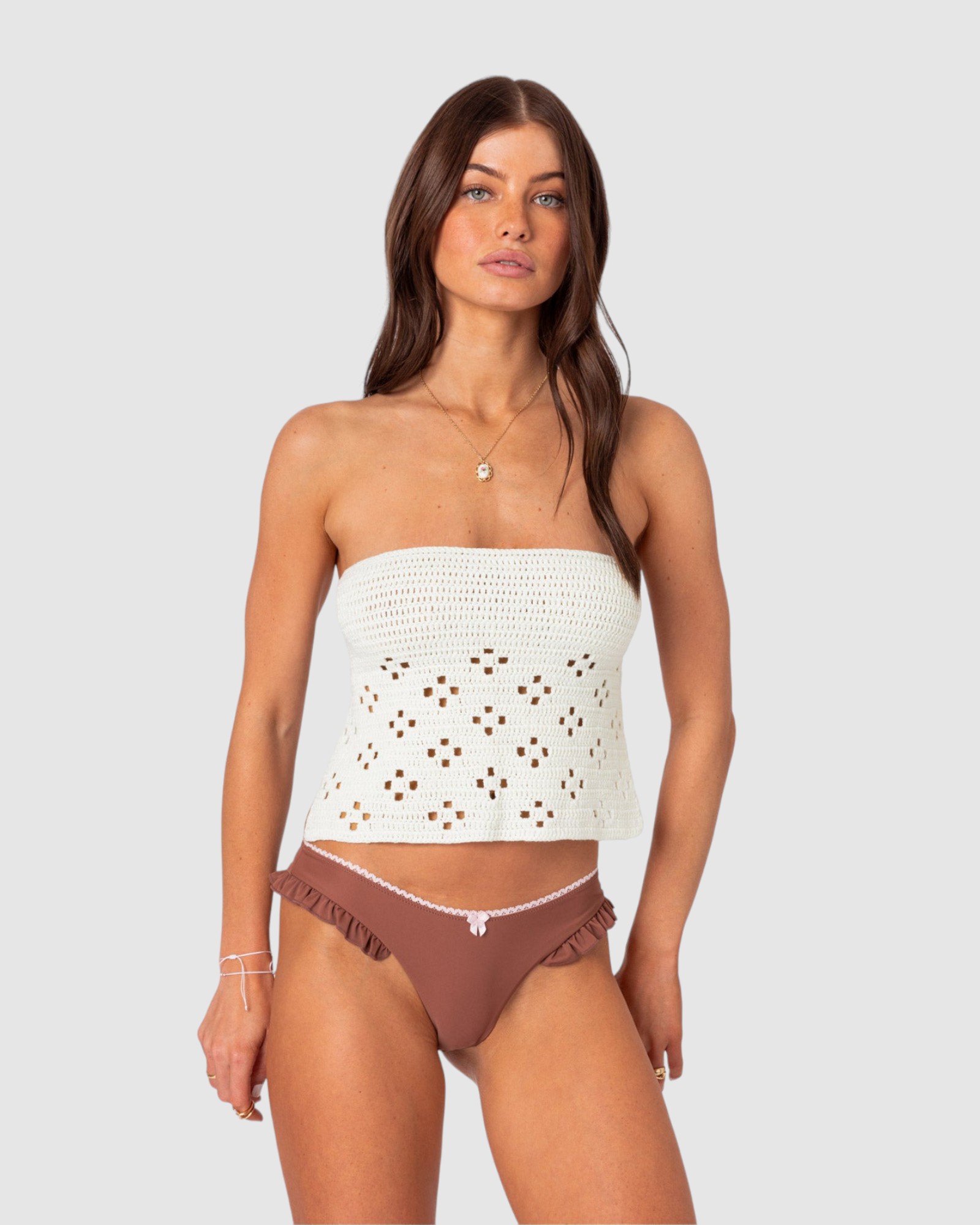 Niki Crochet Strapless Top