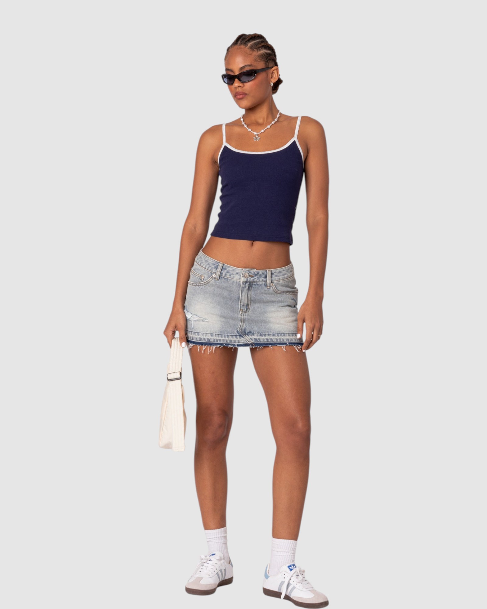 Priyanka Distressed Denim Mini Skirt