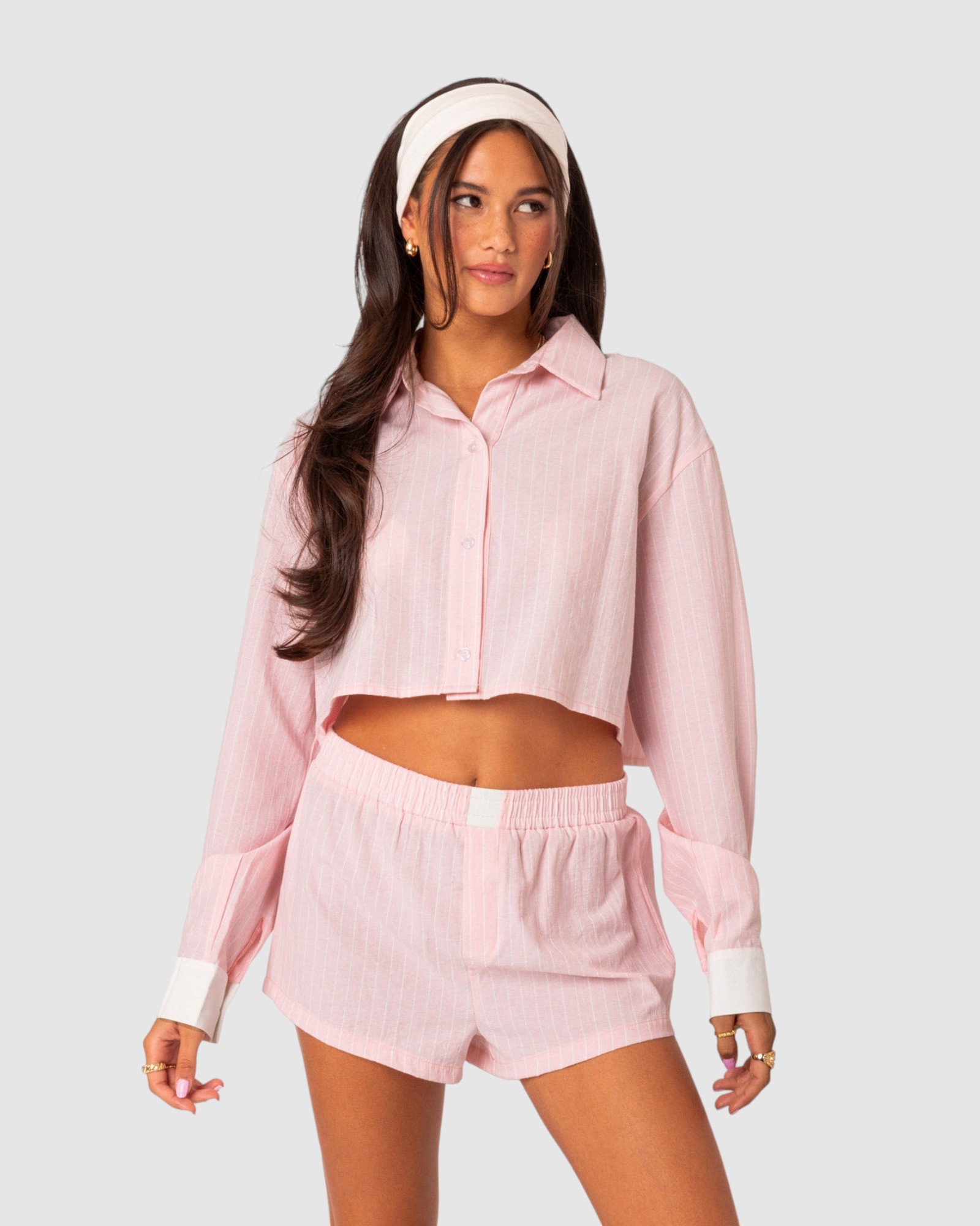 Lea cropped button up shirt