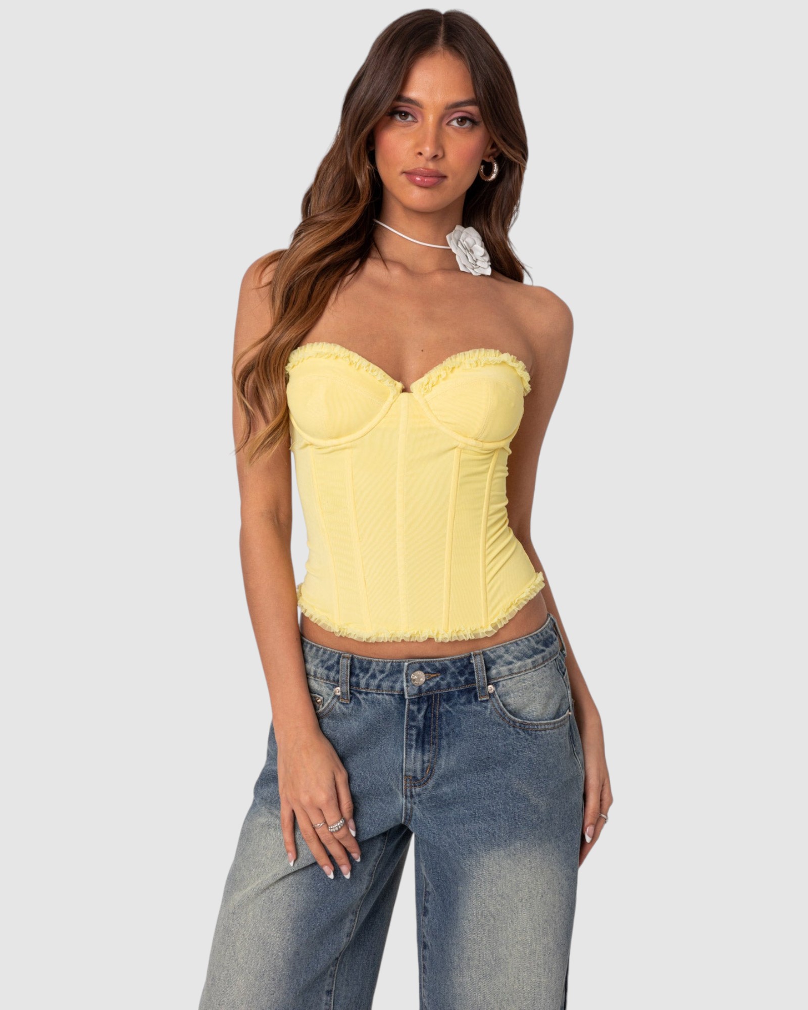 Deirdre Mesh Lace Up Corset