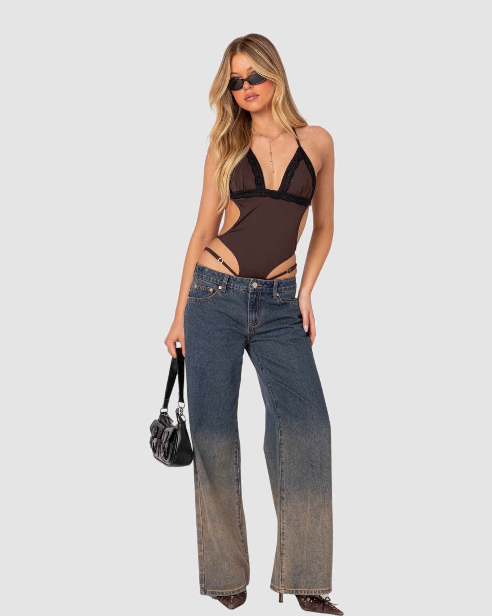 Strappy Lace Trim Bodysuit
