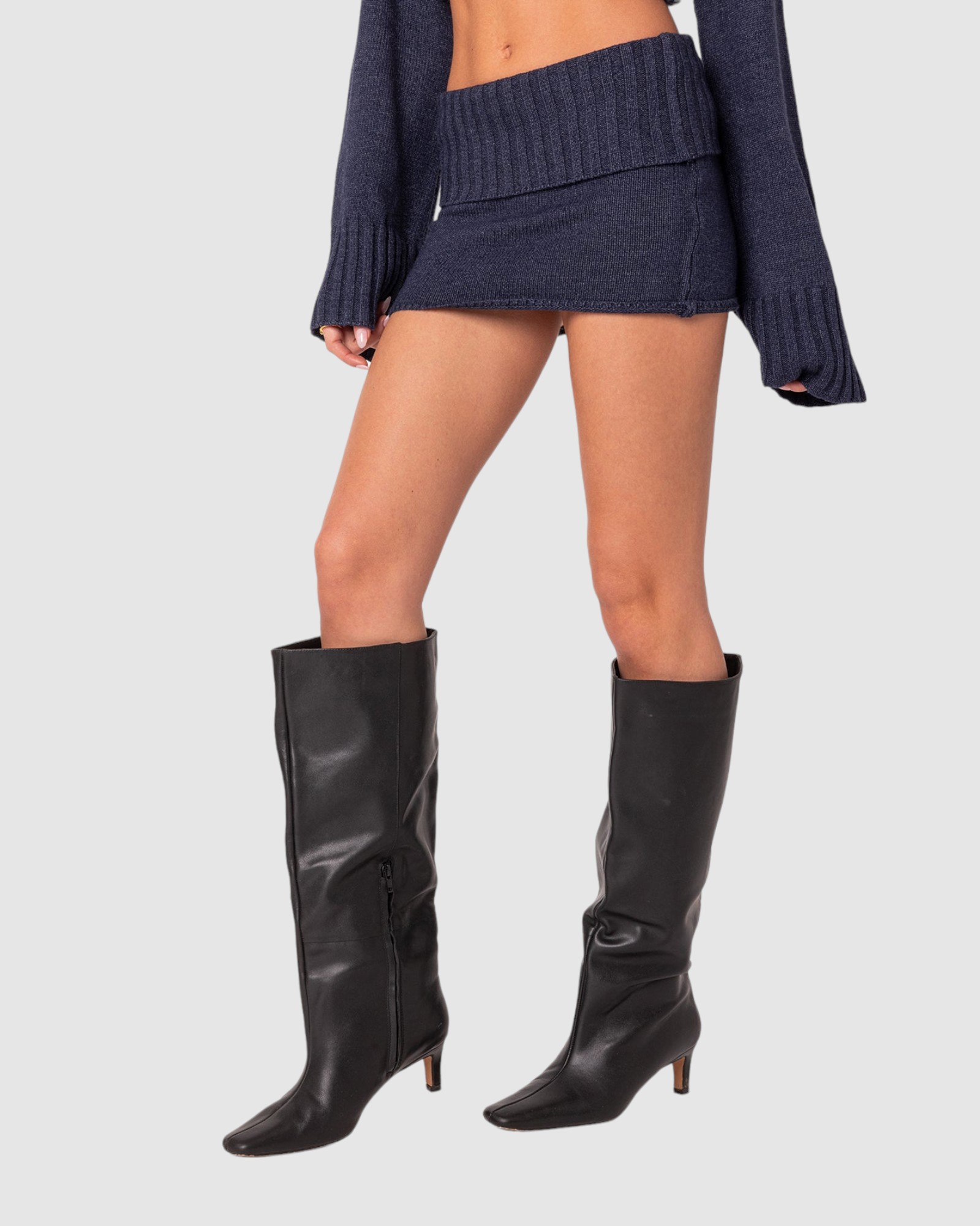 Gino Fold Over Knit Mini Skirt