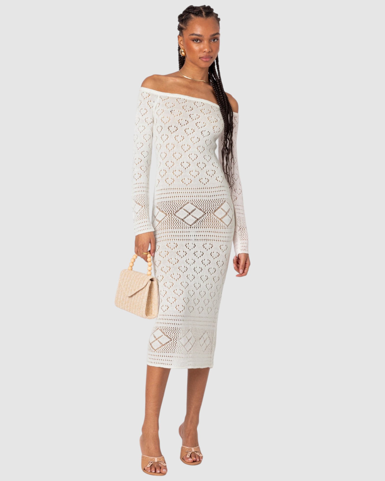 Lily Crochet Off Shoulder Midi Dress