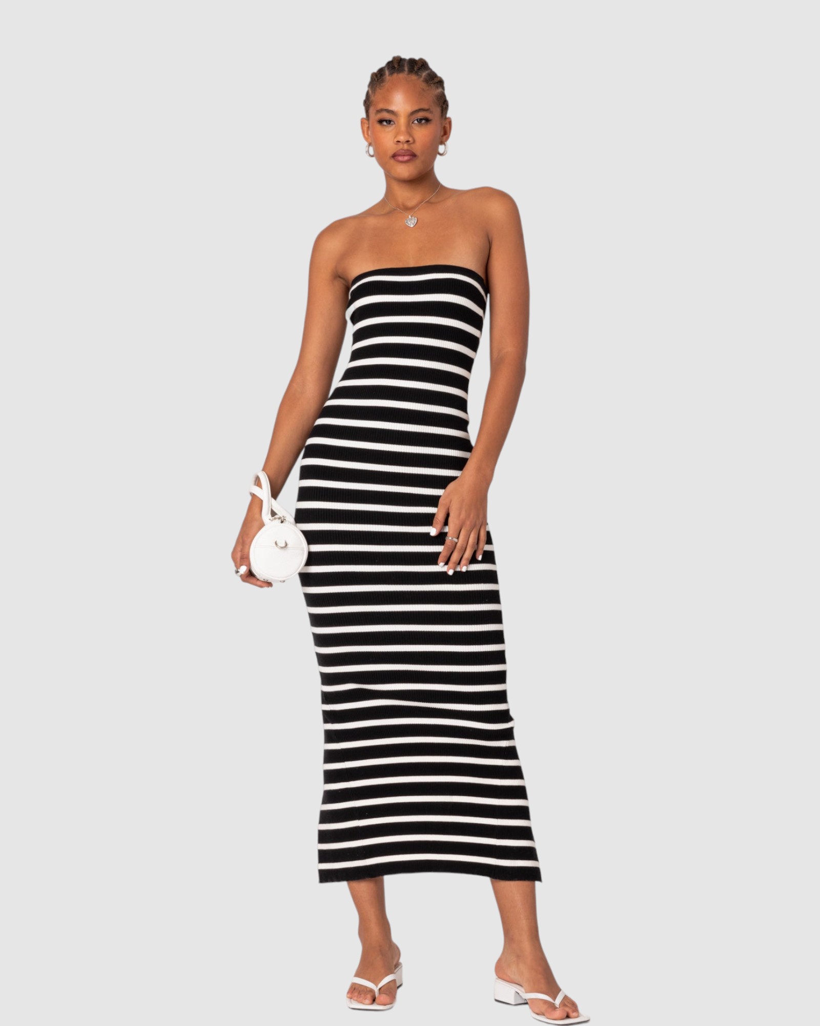 Knit Back Slitted Maxi Dress