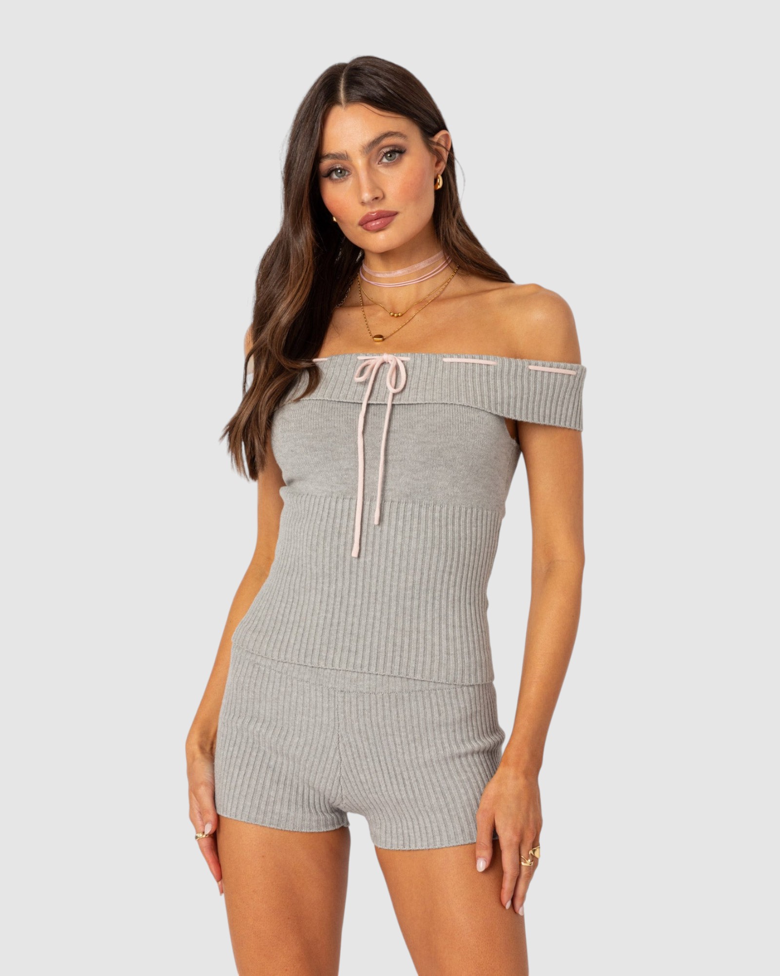 Bow Time Fold Over Knit Top
