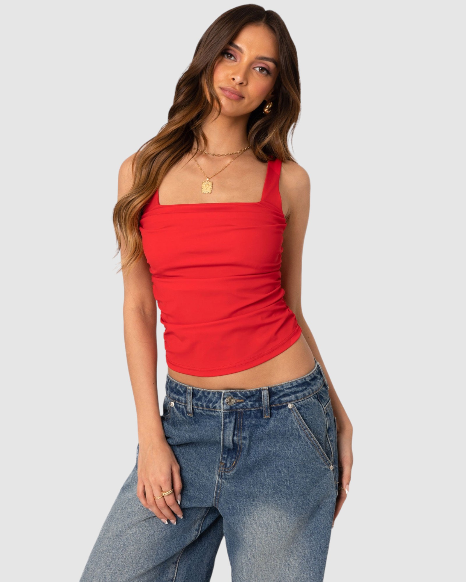 Rio Ruched Square Neck Top