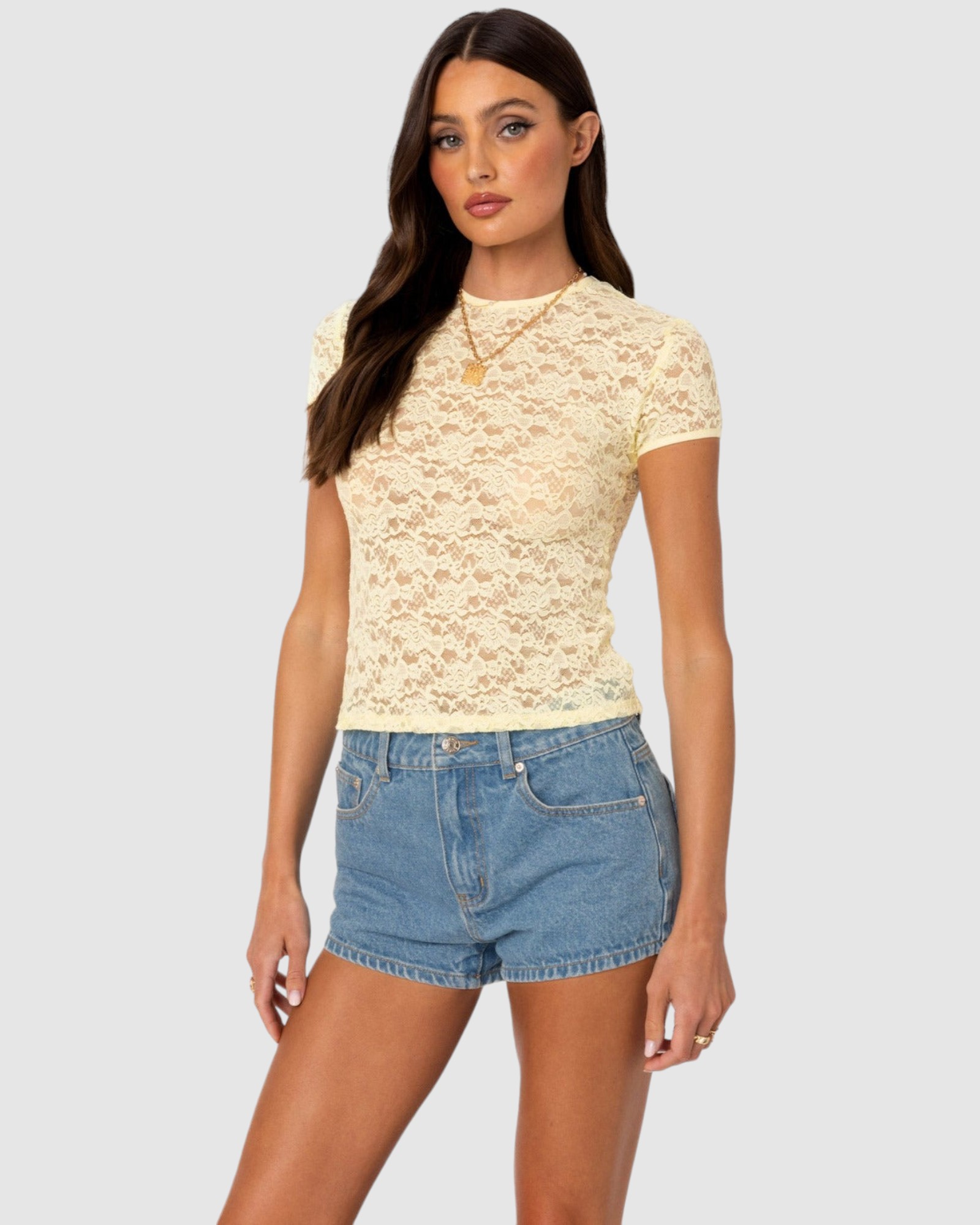 Kaori Sheer Lace T Shirt