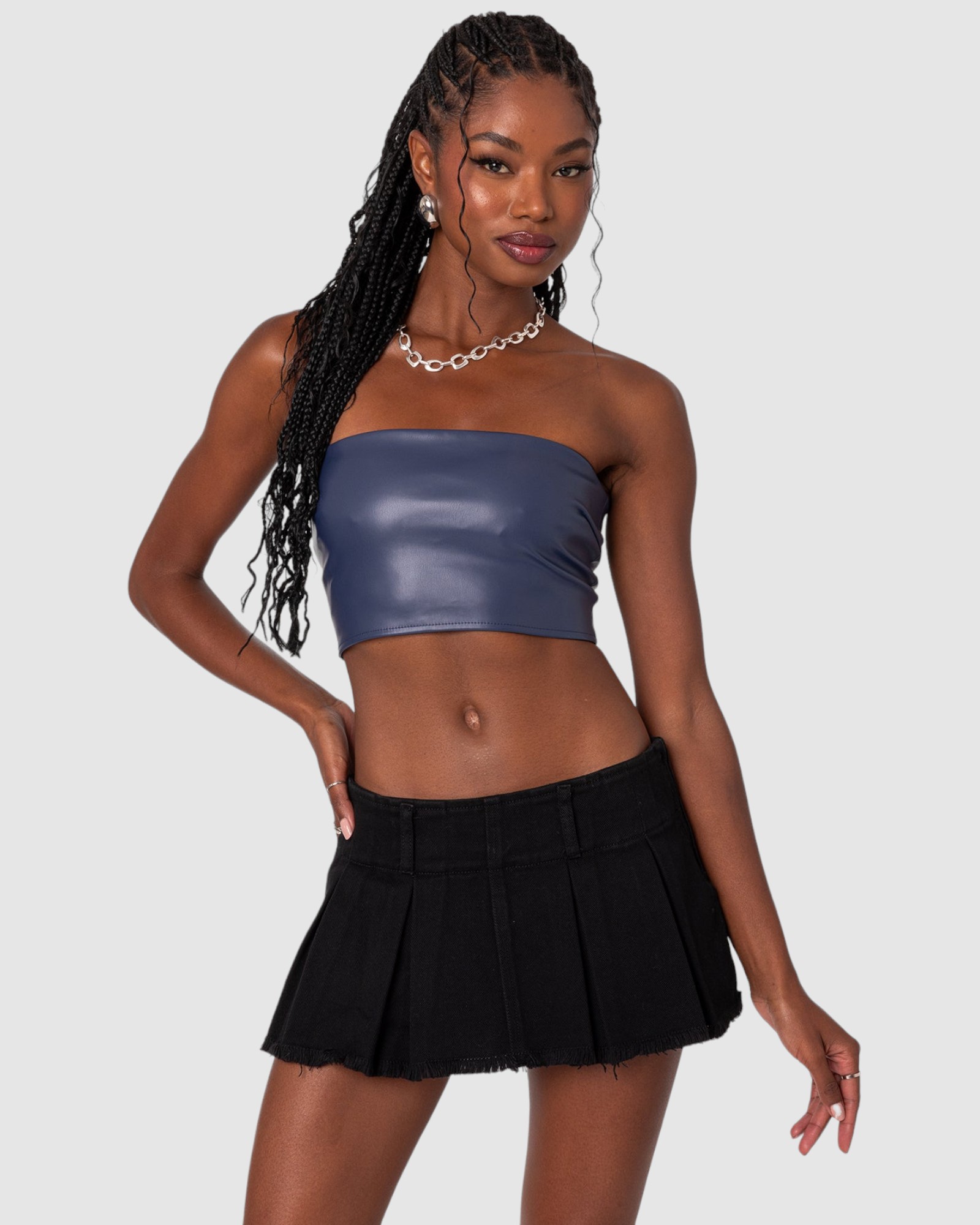 Mazie Faux Leather Bandeau Top