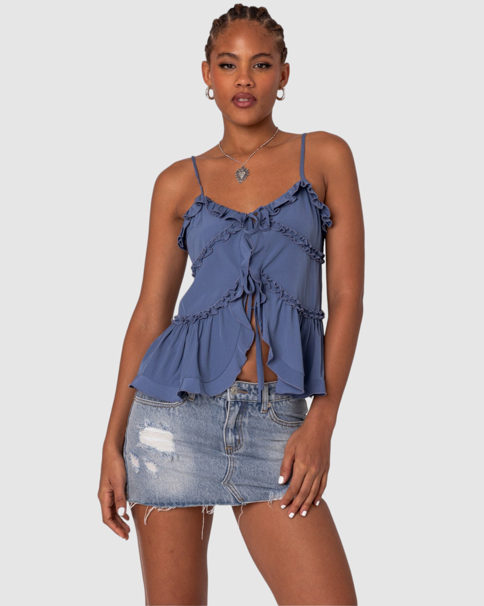 Juniper Tie Front Ruffled Top