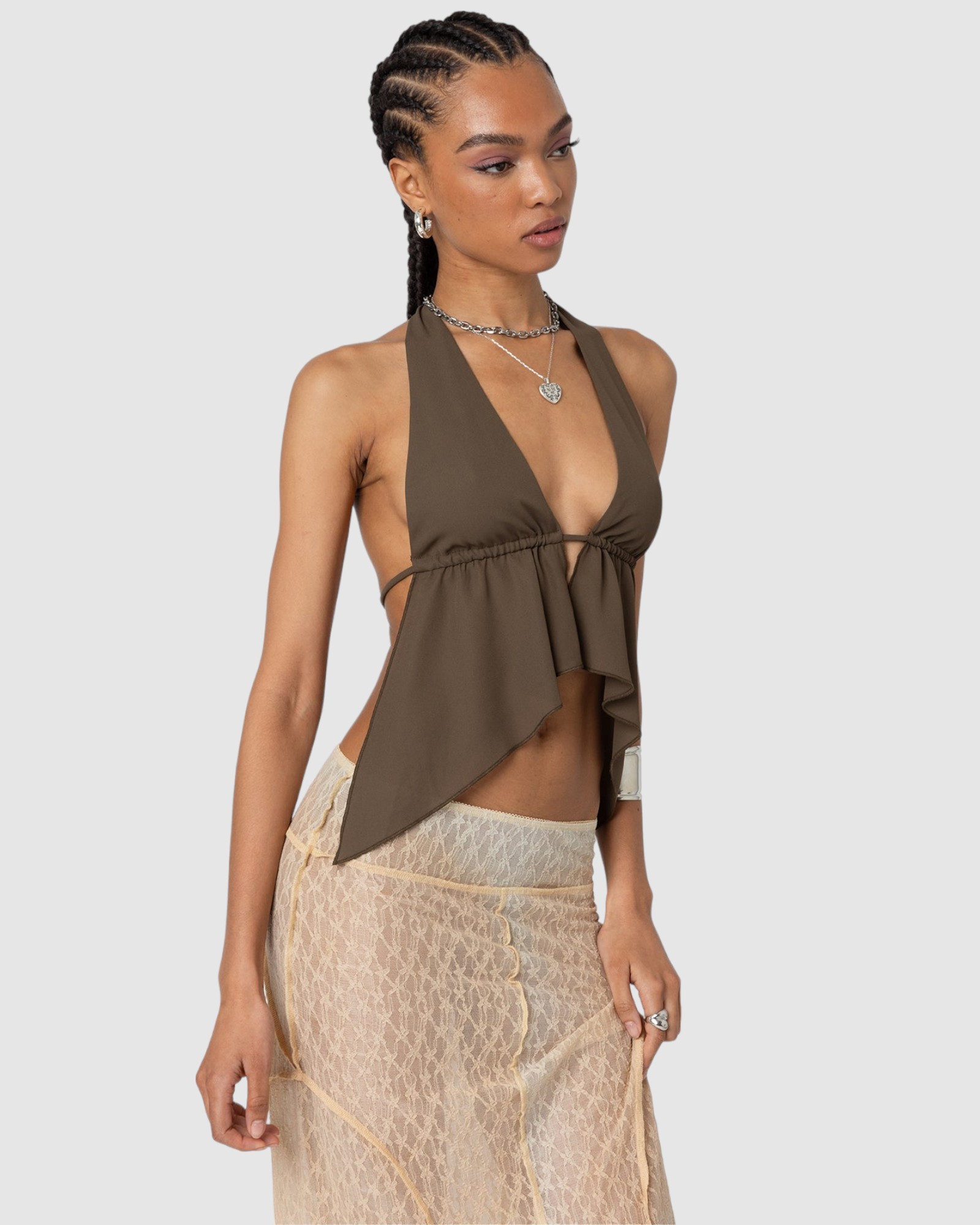 Freda Open Back Chiffon Top