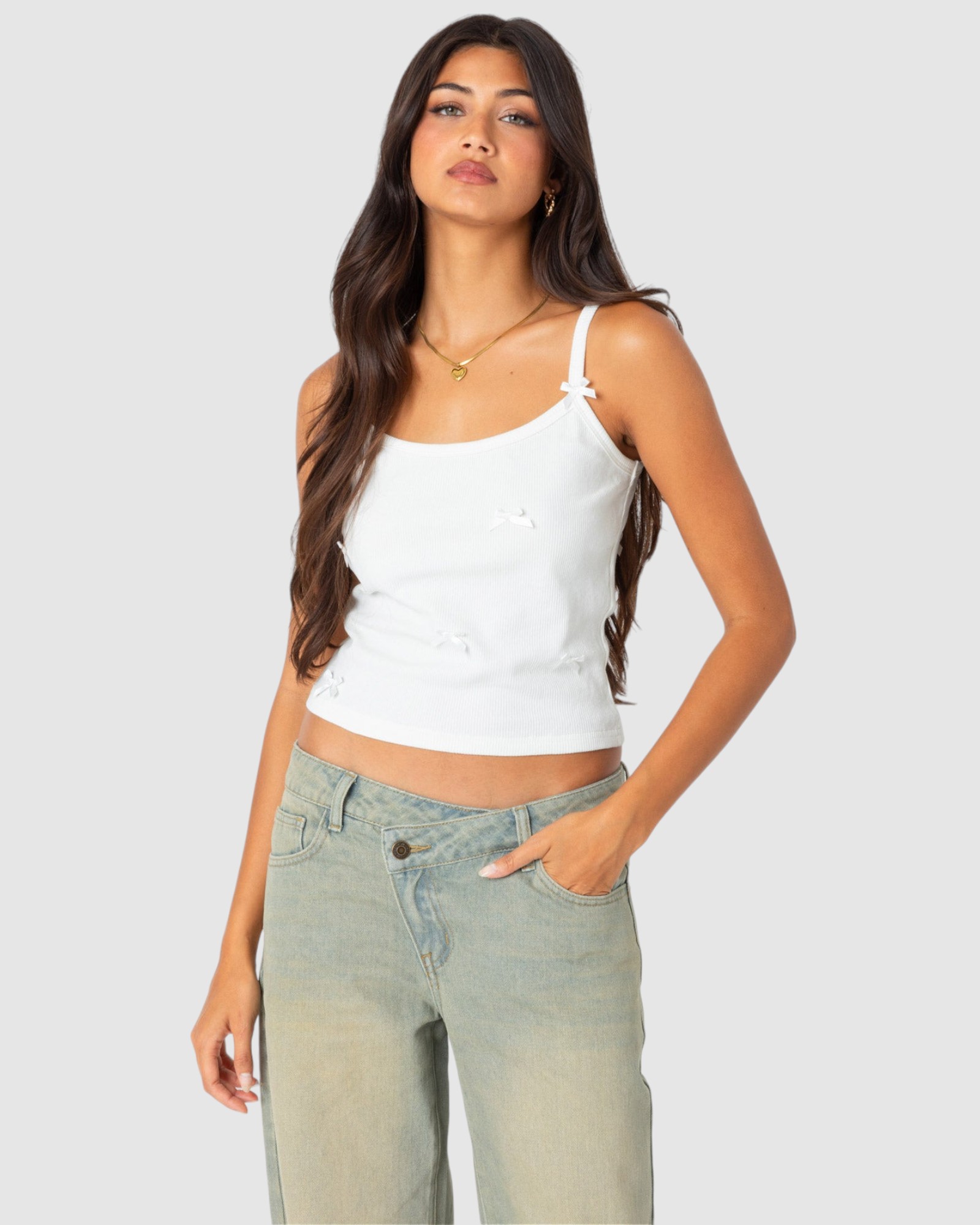 Emilia ribbed bow tank top