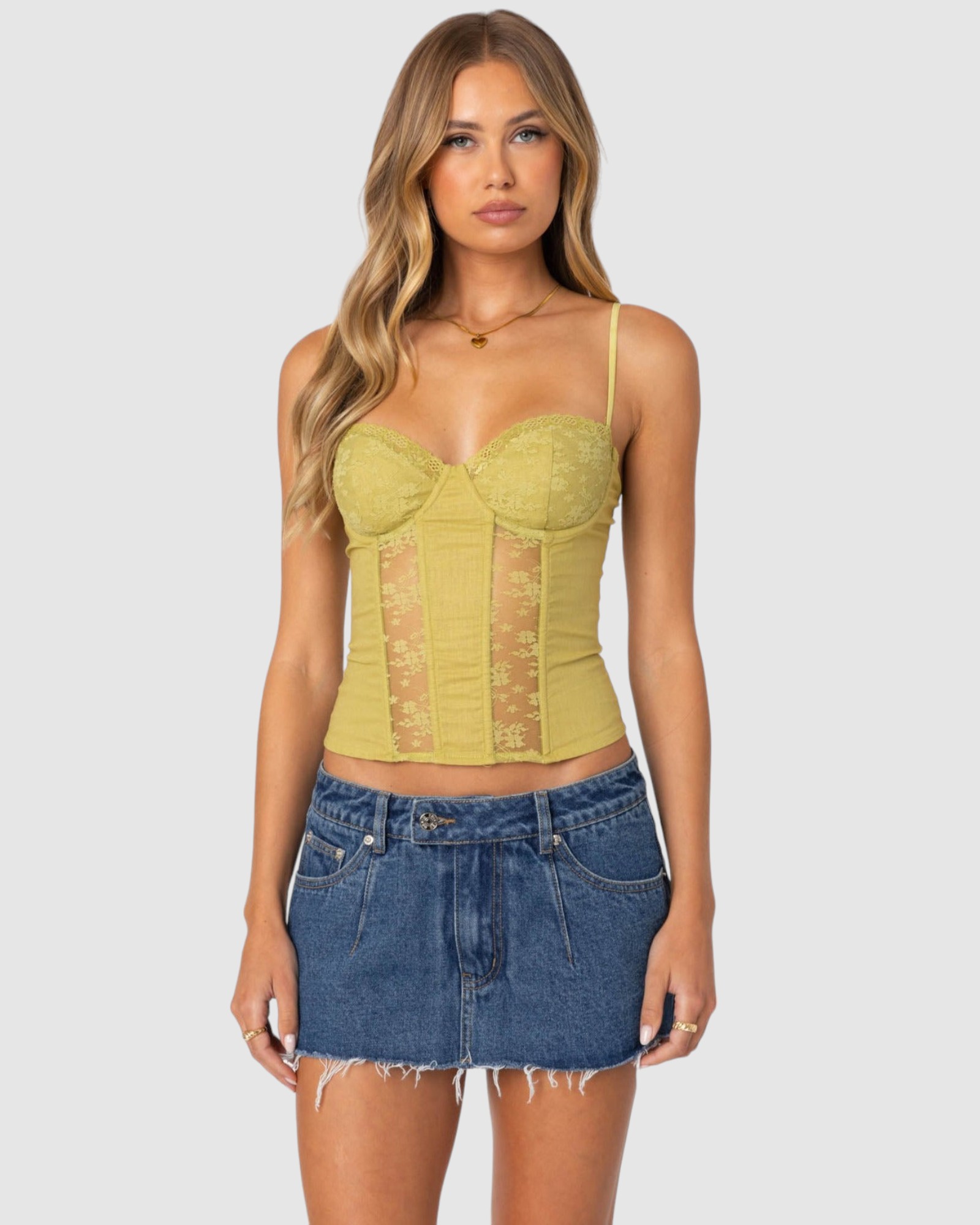 Avena Linen Look Lacey Corset