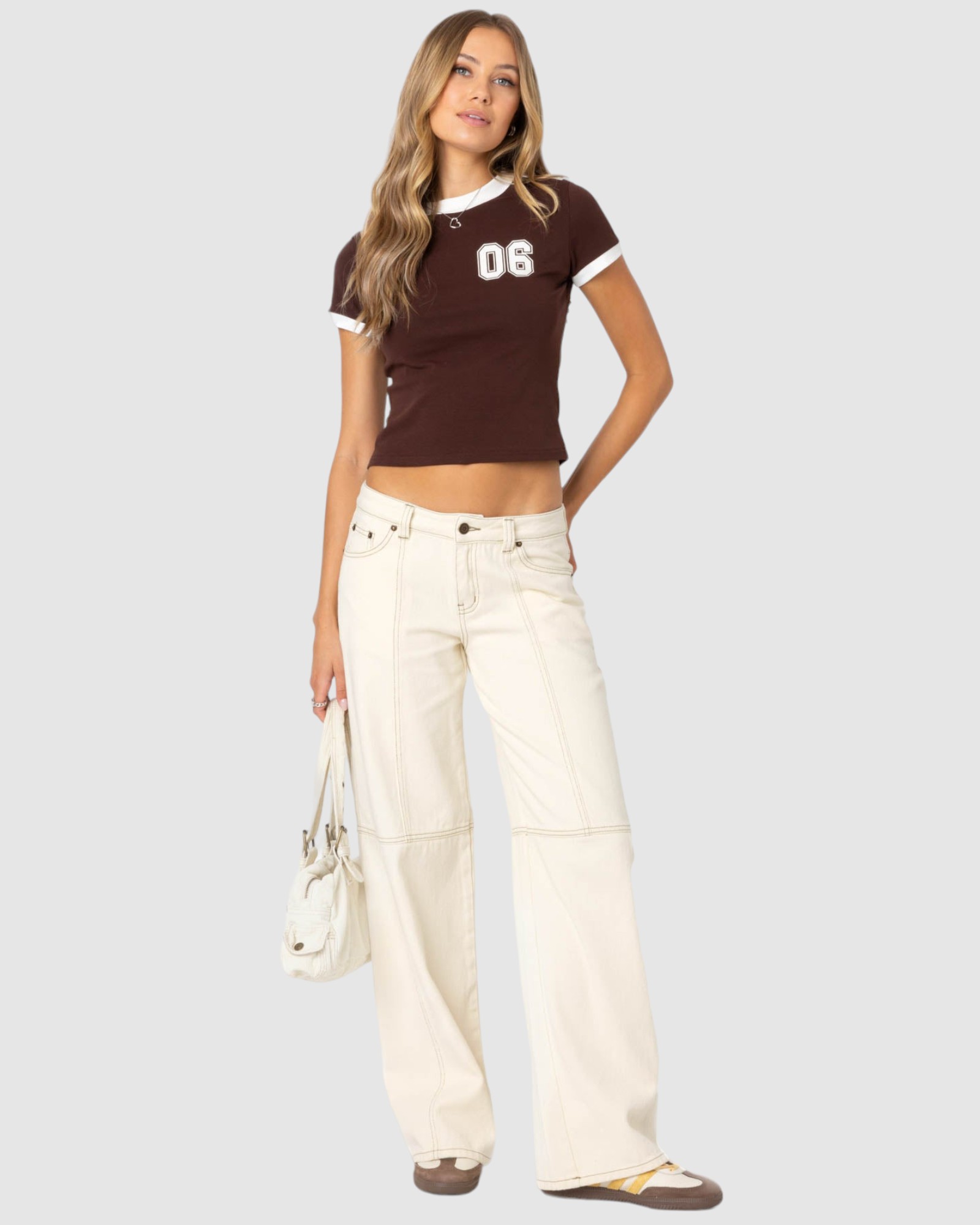 Contrast Stitch Low Rise Jeans