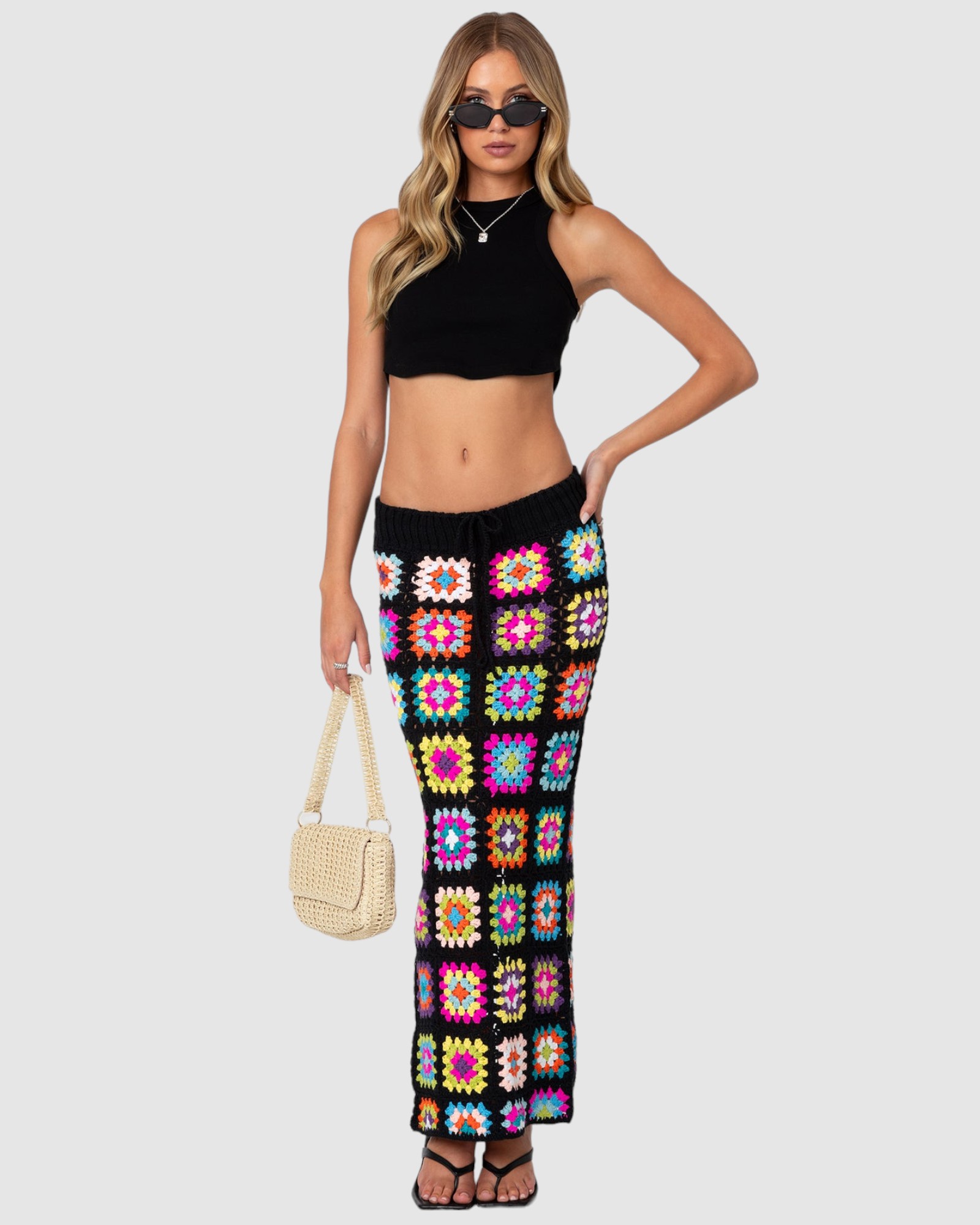 Patchwork Crochet Maxi Skirt