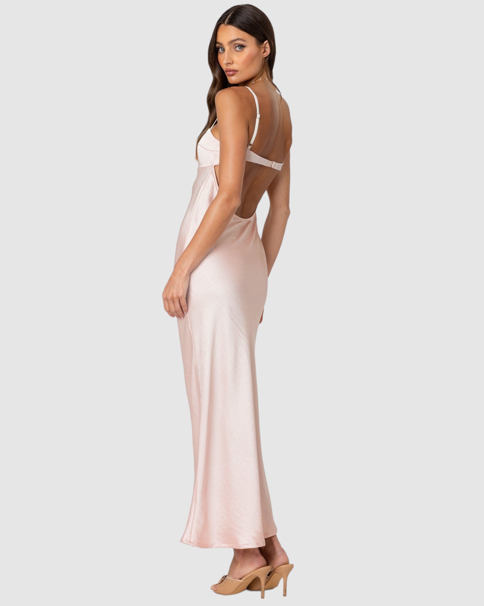 Vienna Open Back Satin Maxi Dress