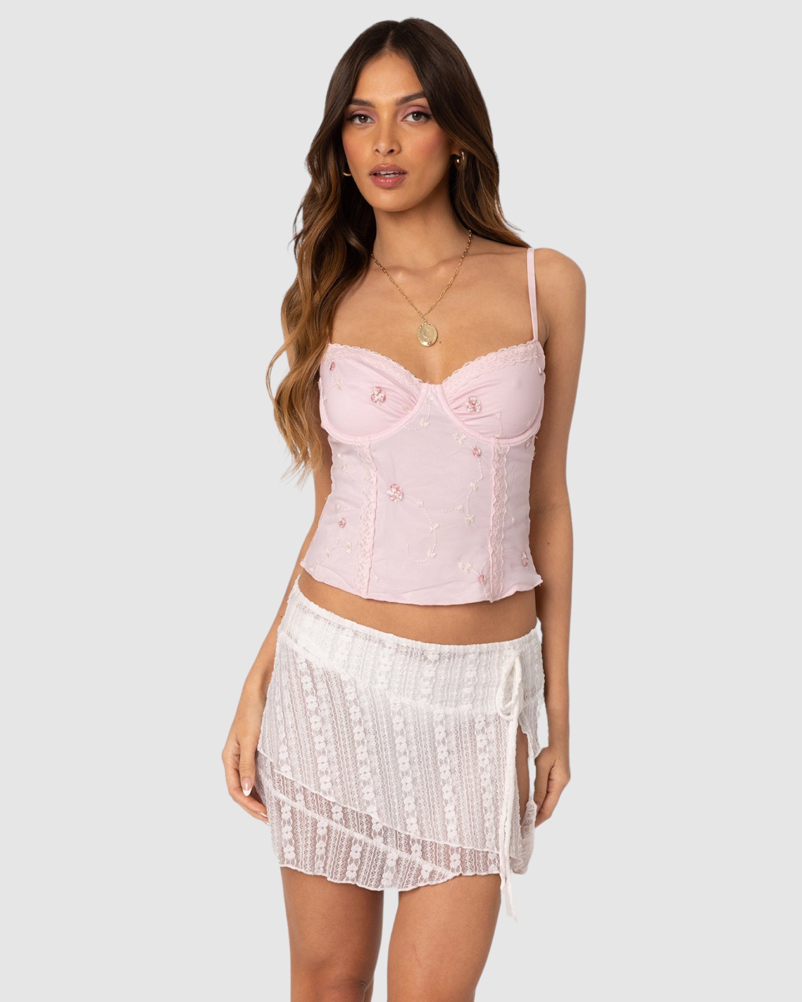 Victoria Embroidered Mesh Bra Top