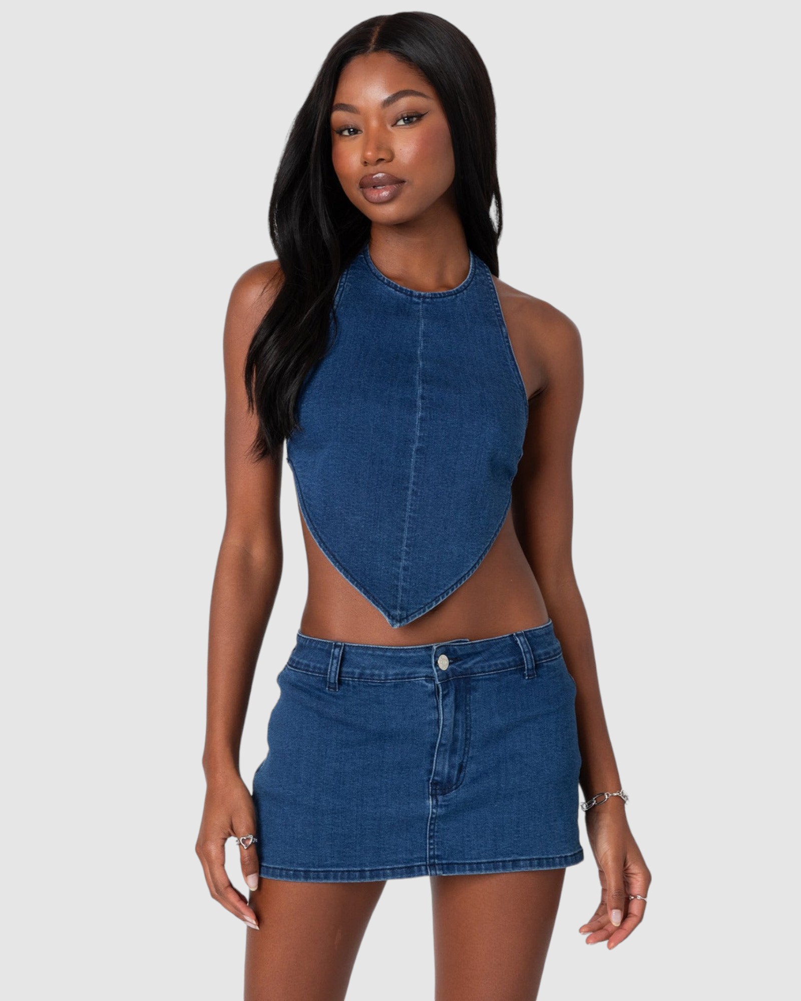 Sydnie Denim Open Back Top