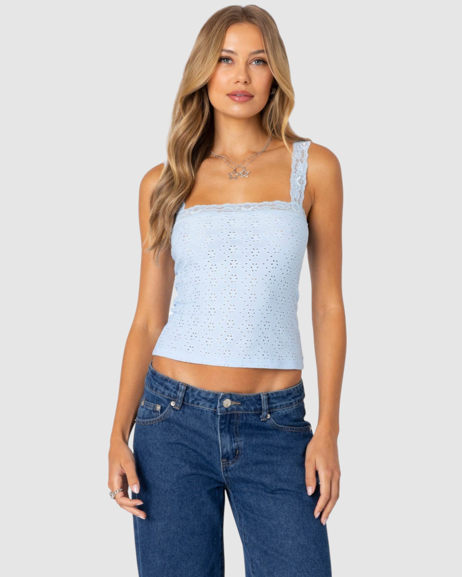 Virginia Lace Trim Eyelet Tank Top