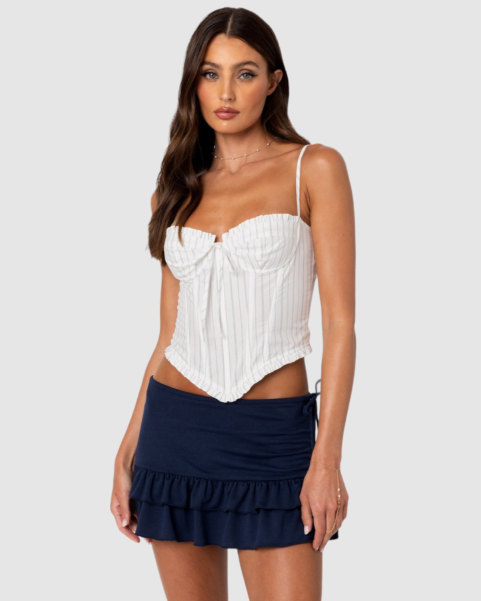 Greca Striped Poplin Corset