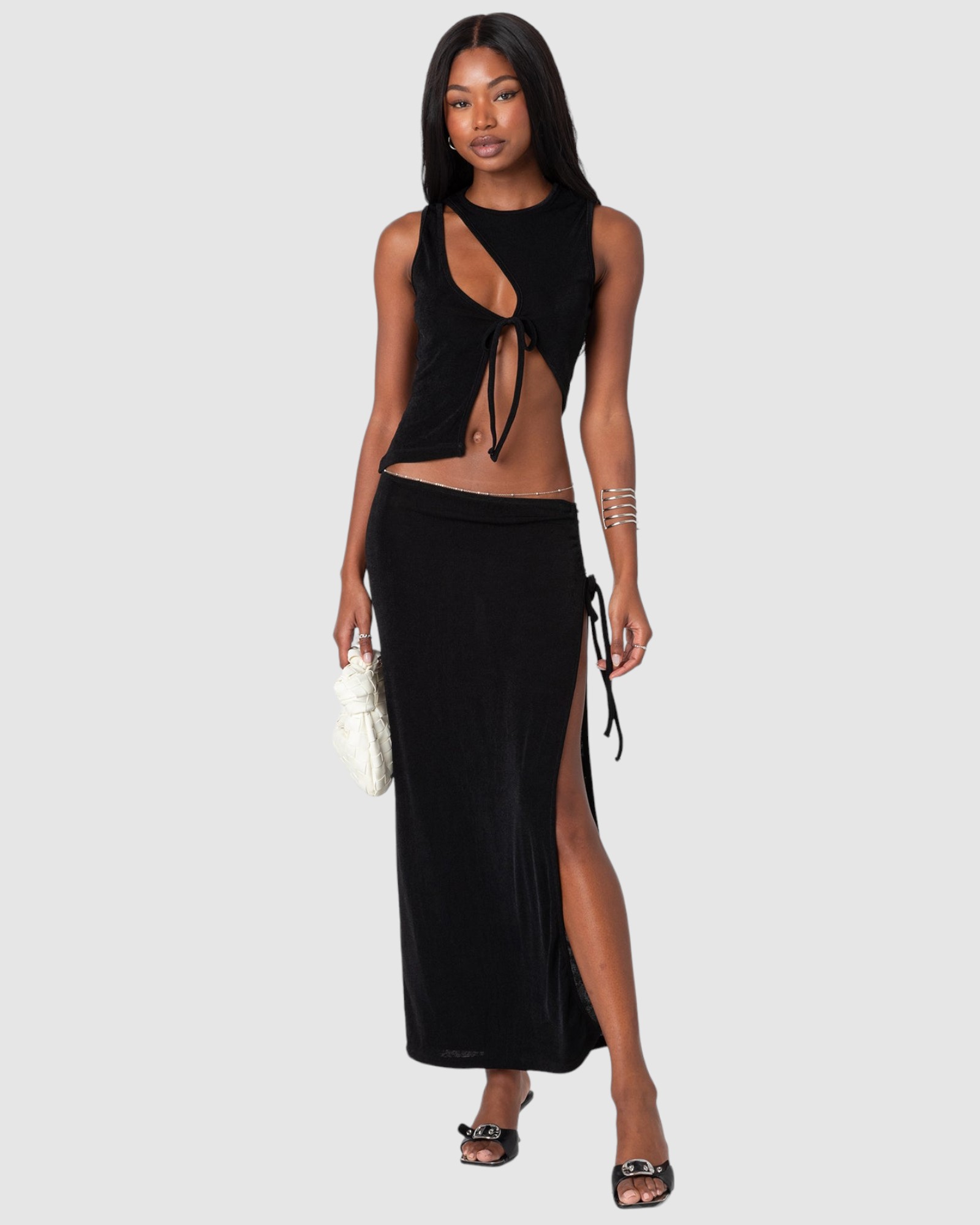 Goldie Slitted Drawstring Maxi Skirt