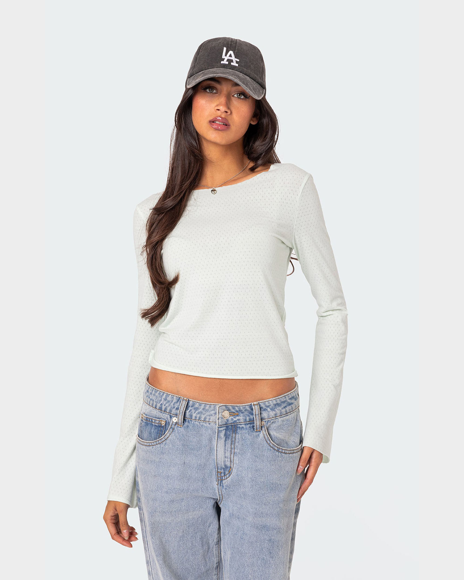 Maddison Pointelle Long Sleeve T Shirt