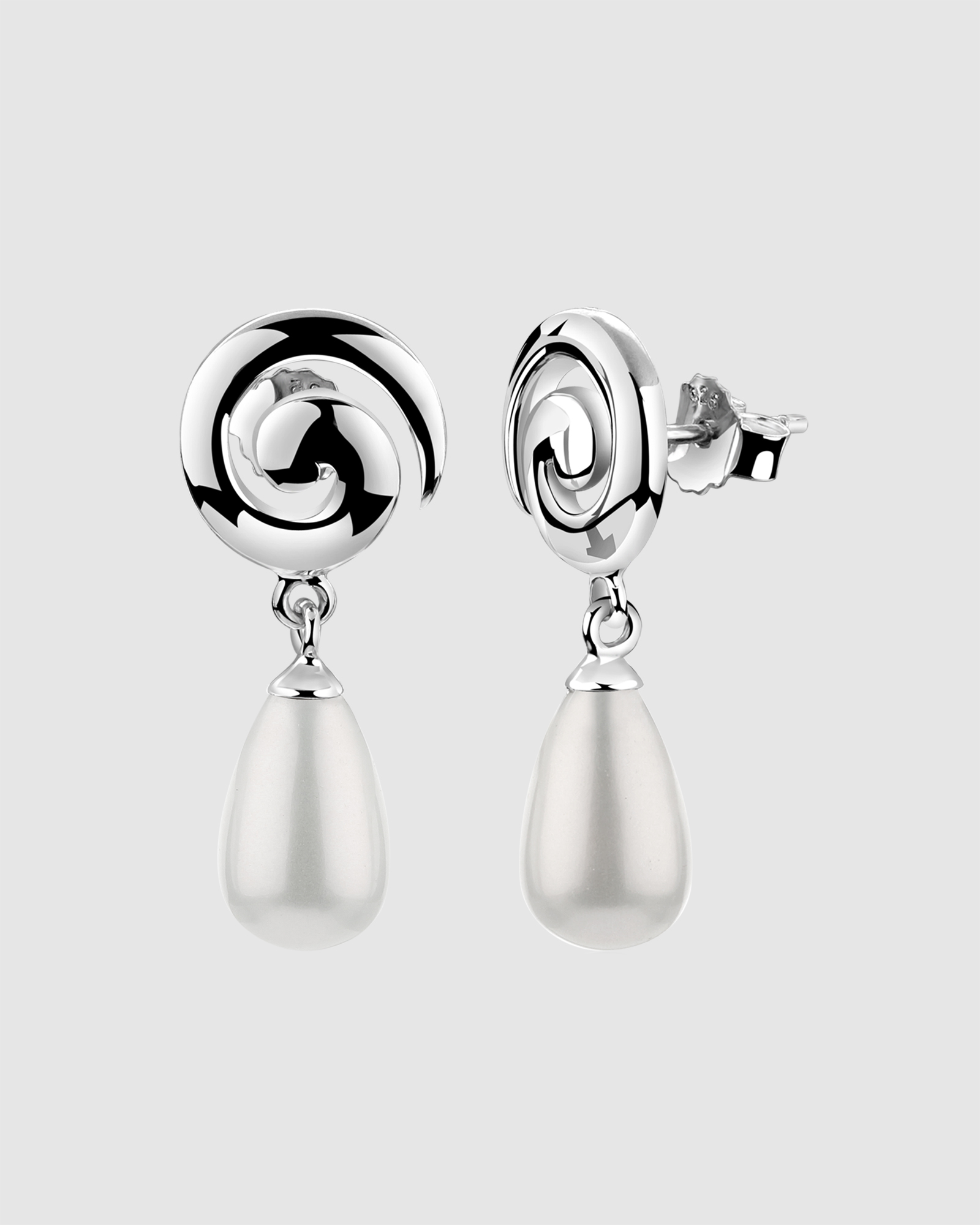 Earrings Hanger Spiral Shell Pearl 925 Sterling Silver