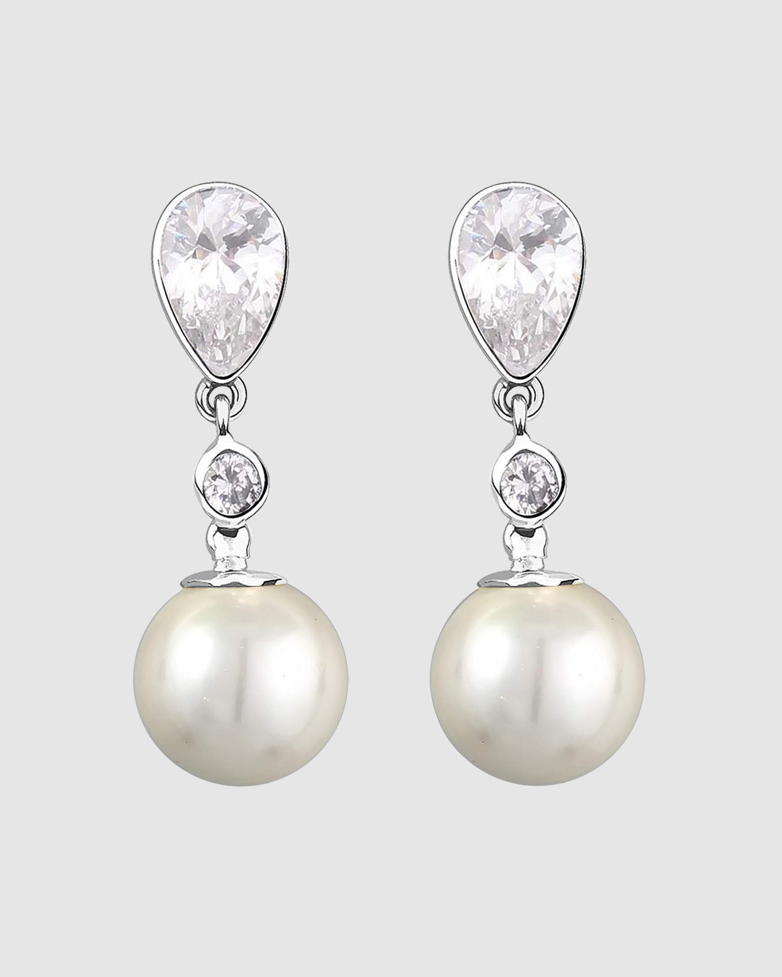 Earrings Hanger Long with Pearls Drop Zirconia 925 Sterling Silver