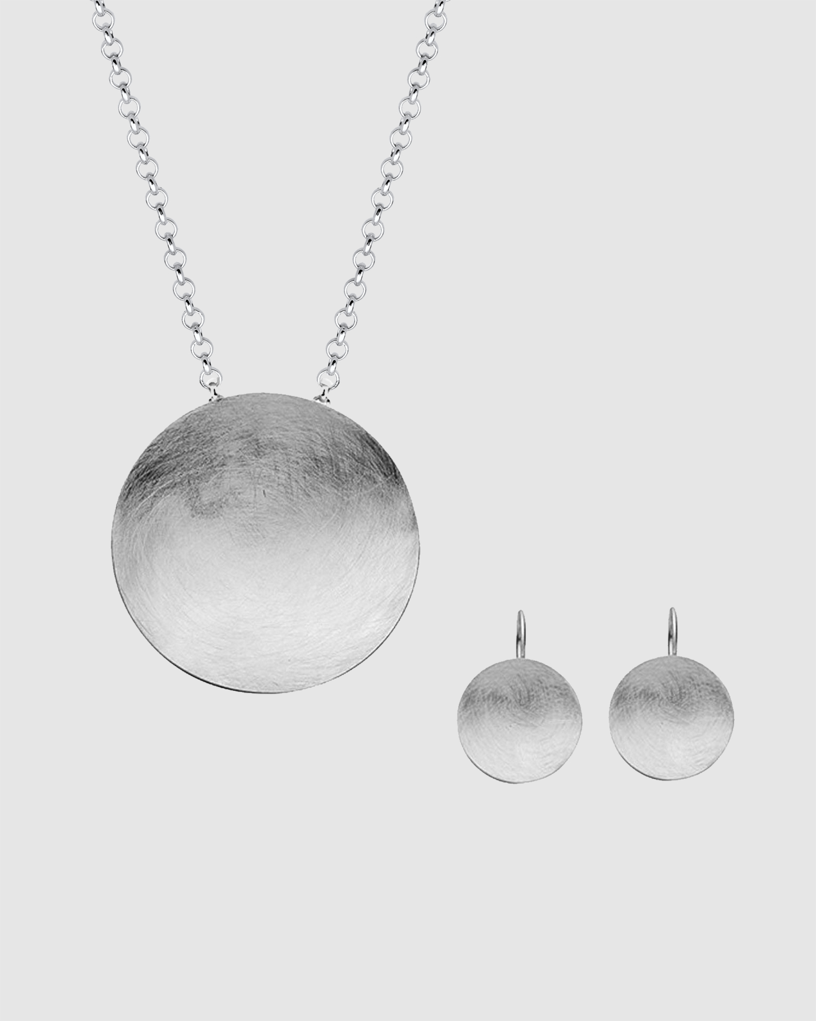 Jewelry Set Basic Geo Circle Brushed 925 Sterling Silver